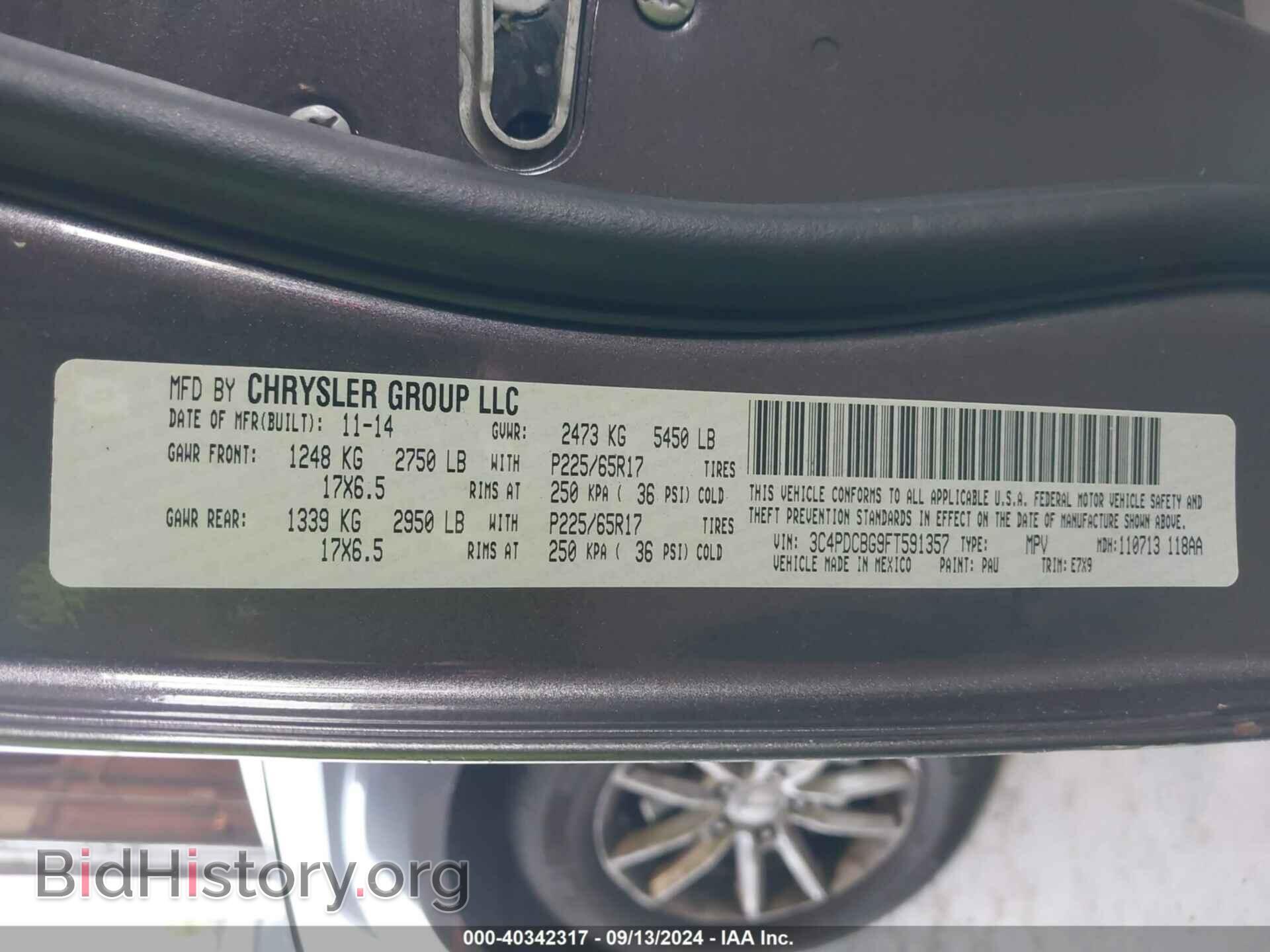 2015 DODGE JOURNEY - VIN: 3C4PDCBG9FT591357 - Фото 9