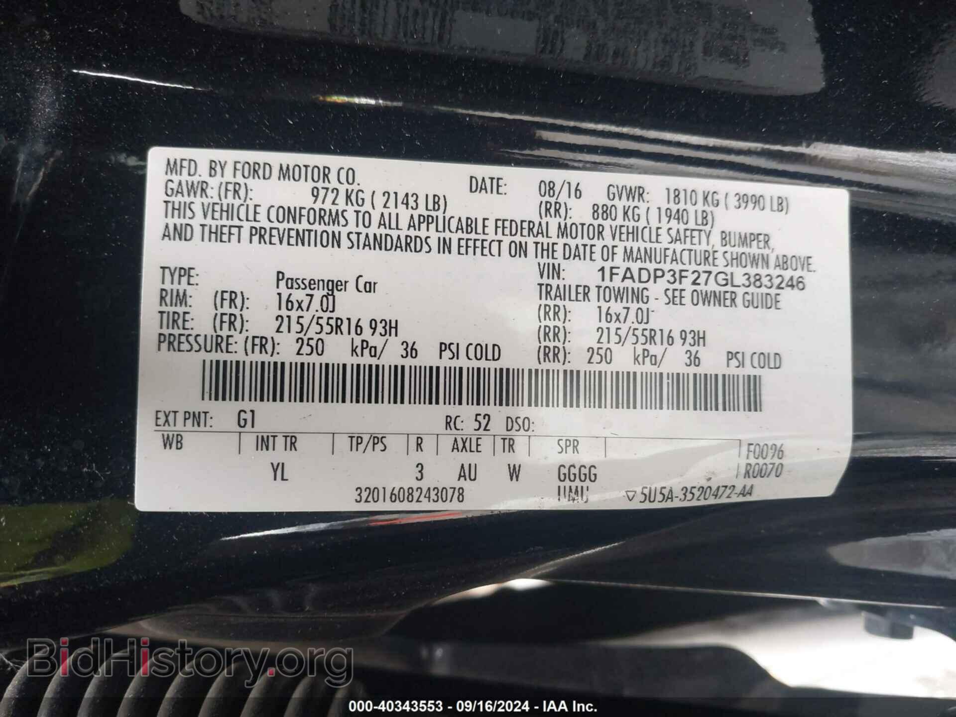 2016 FORD FOCUS - VIN: 1FADP3F27GL383246 - Фото 9