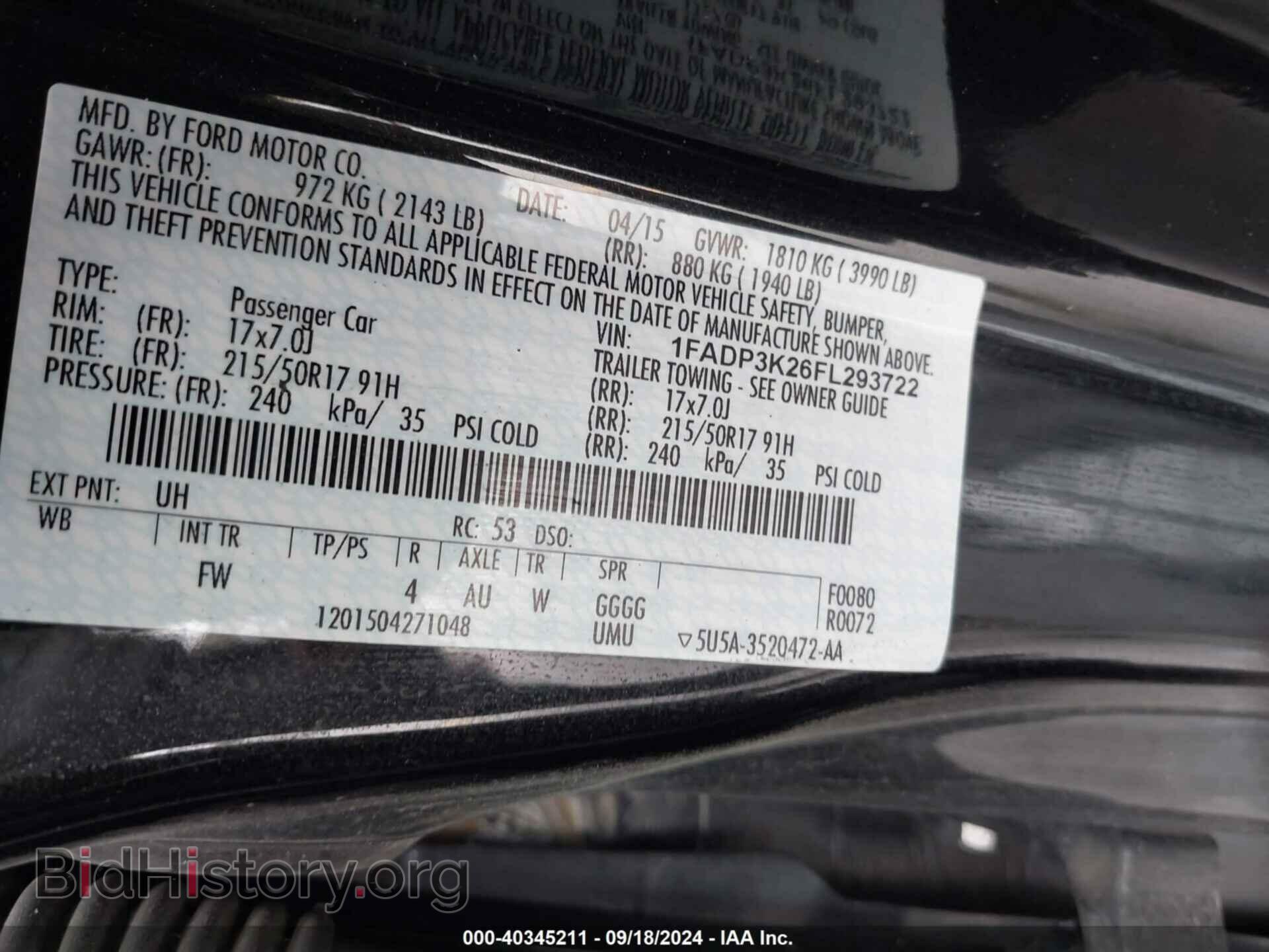 2015 FORD FOCUS - VIN: 1FADP3K26FL293722 - Фото 9