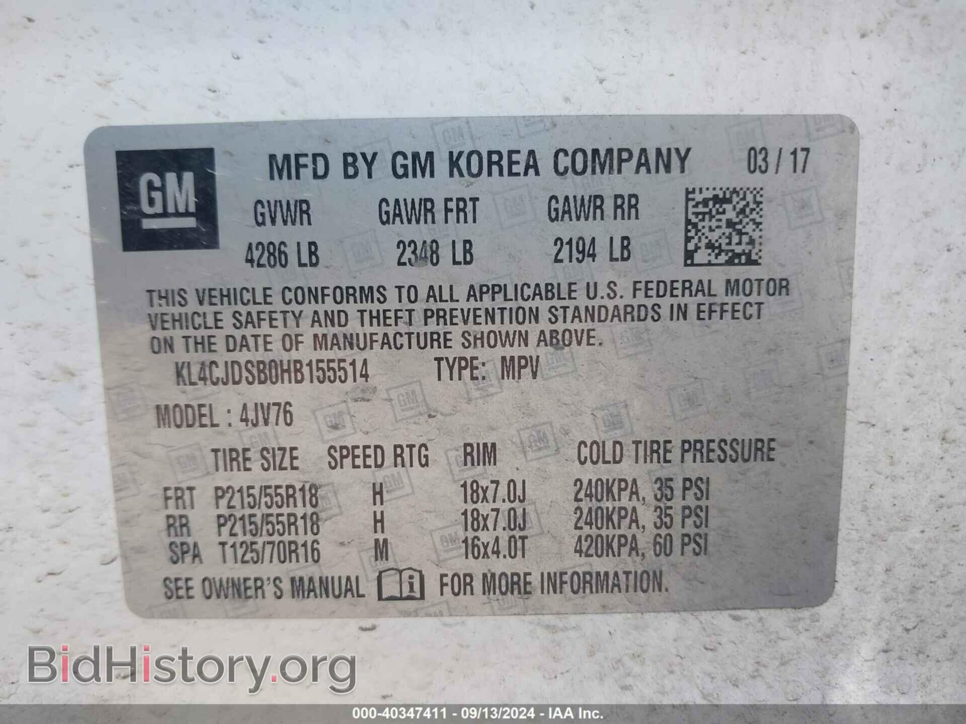 2017 BUICK ENCORE - VIN: KL4CJDSB0HB155514 - Photo 9