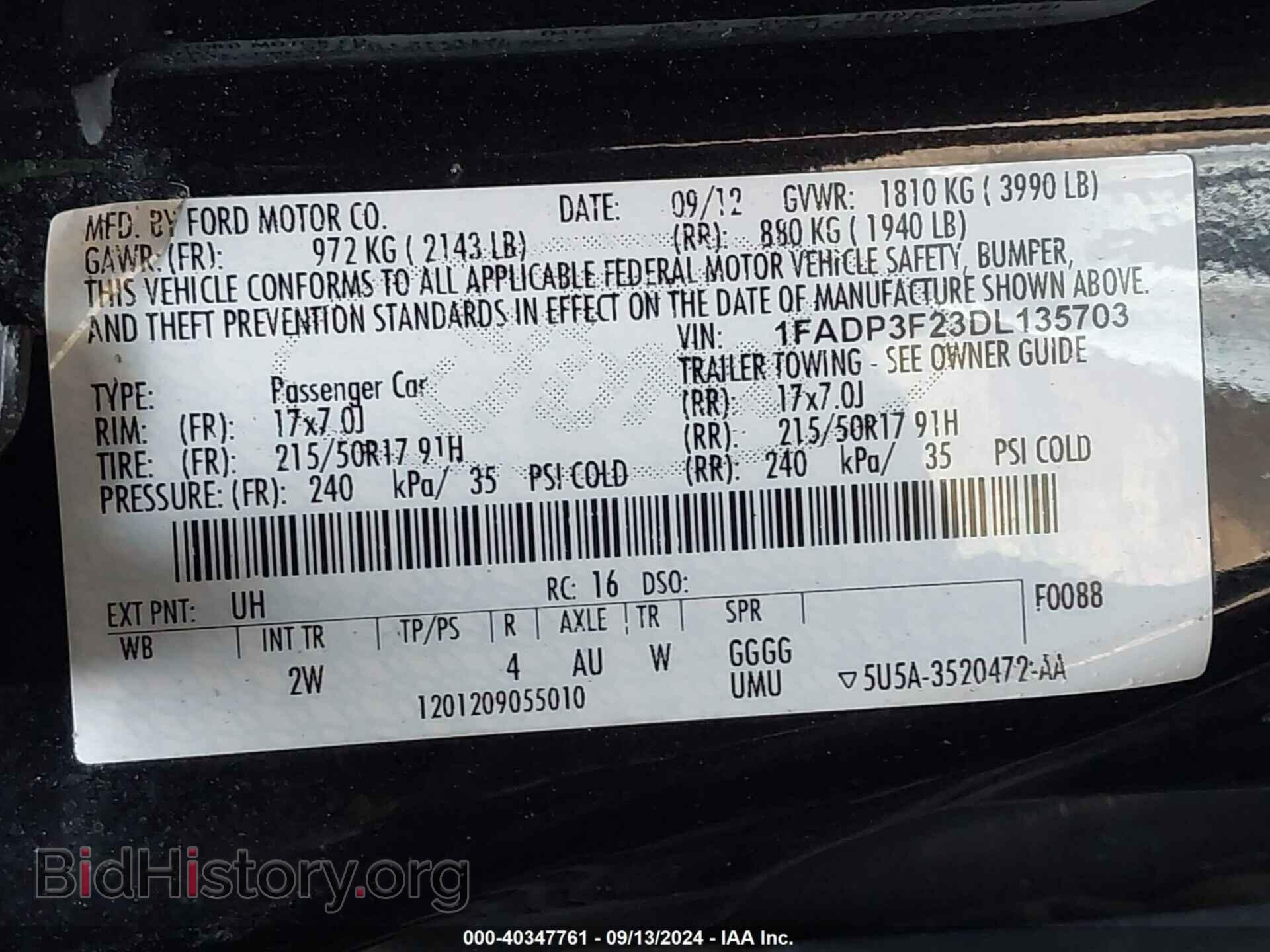 2013 FORD FOCUS - VIN: 1FADP3F23DL135703 - Photo 9