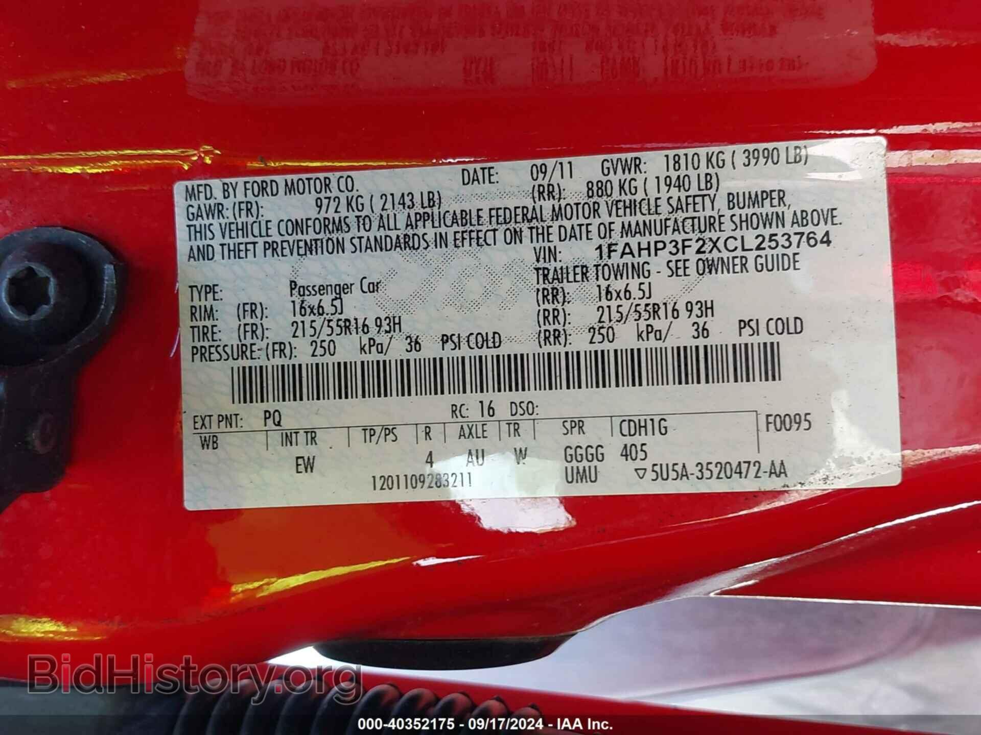 2012 FORD FOCUS - VIN: 1FAHP3F2XCL253764 - Фото 9