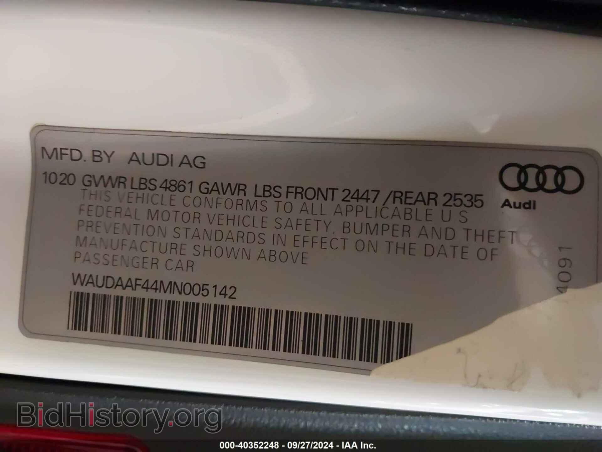 2021 AUDI A4 - VIN: WAUDAAF44MN005142 - Фото 9