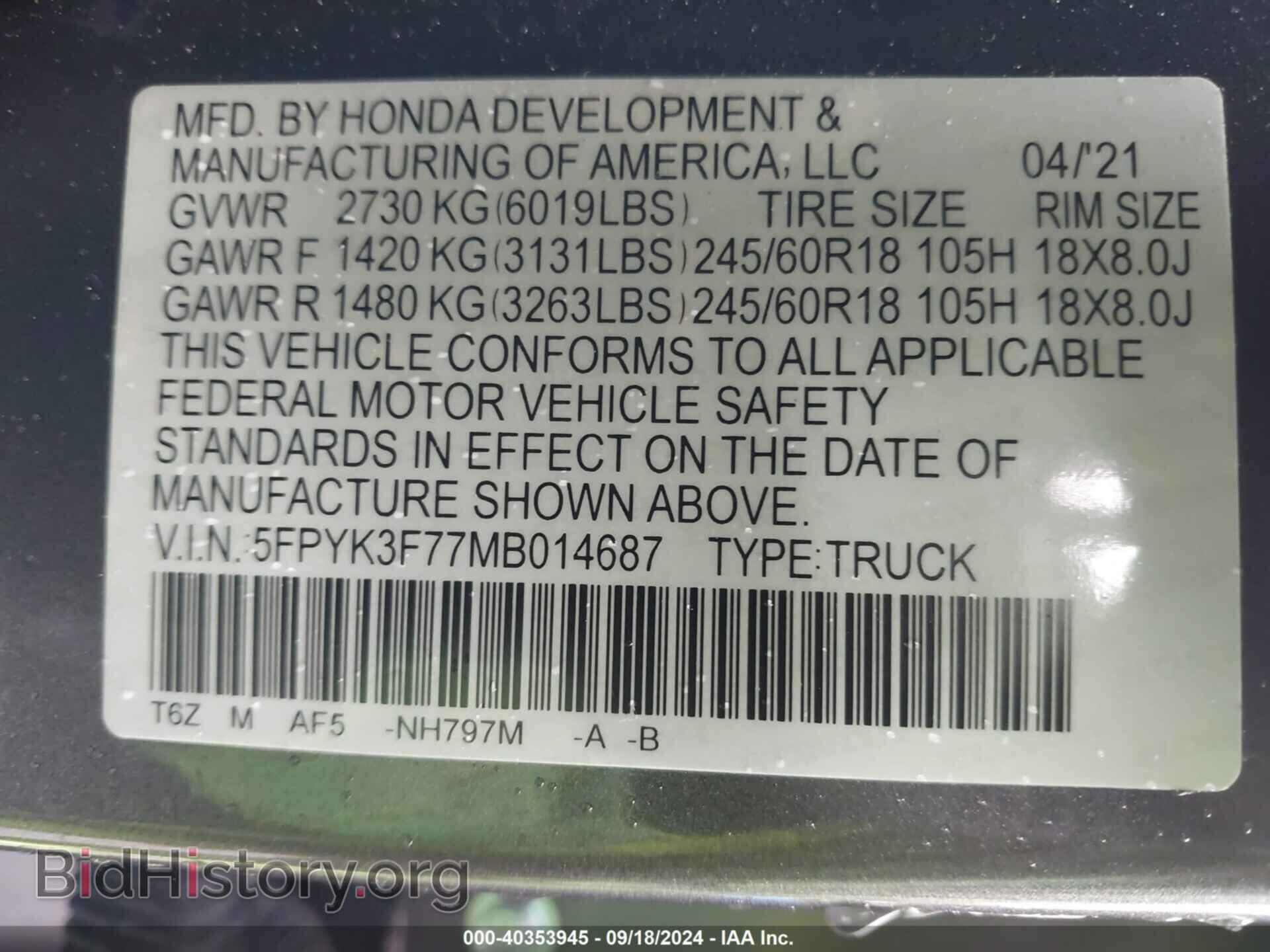 2021 HONDA RIDGELINE - VIN: 5FPYK3F77MB014687 - Photo 9