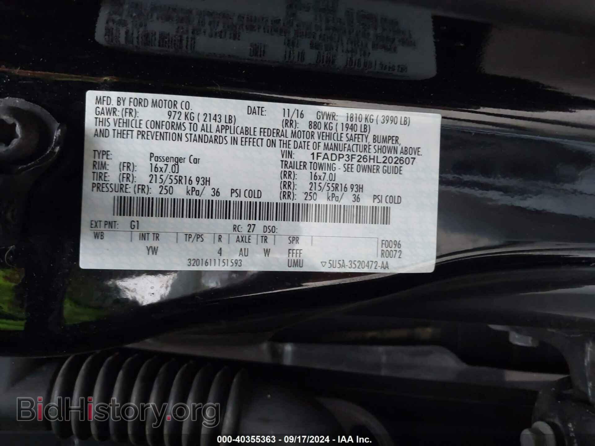 2017 FORD FOCUS - VIN: 1FADP3F26HL202607 - Photo 9