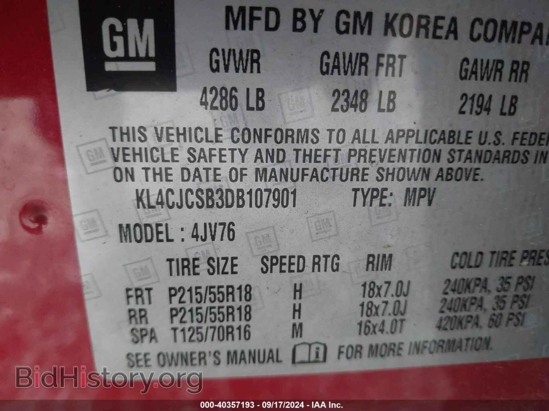 2013 BUICK ENCORE - VIN: KL4CJCSB3DB107901 - Photo 9