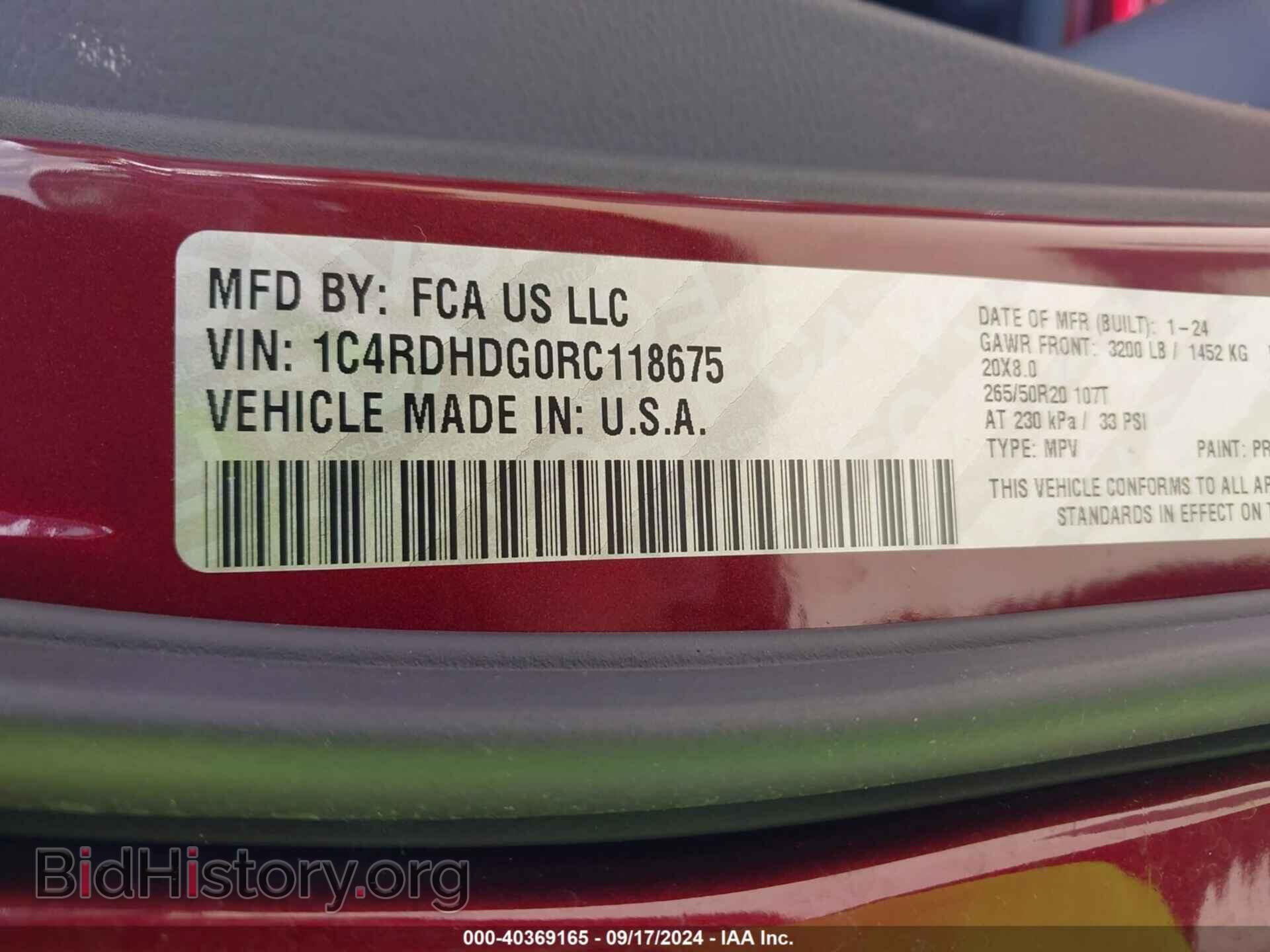 2024 DODGE DURANGO - VIN: 1C4RDHDG0RC118675 - Фото 9