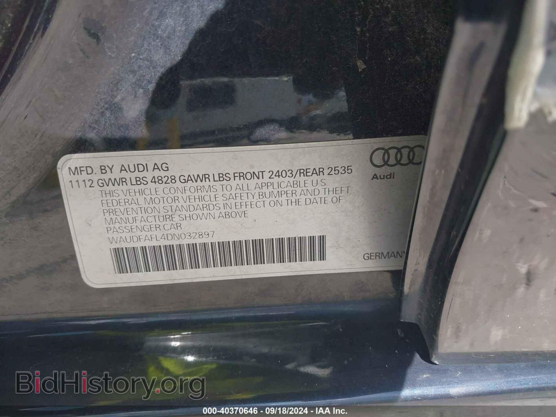 2013 AUDI A4 - VIN: WAUDFAFL4DN032897 - Фото 9