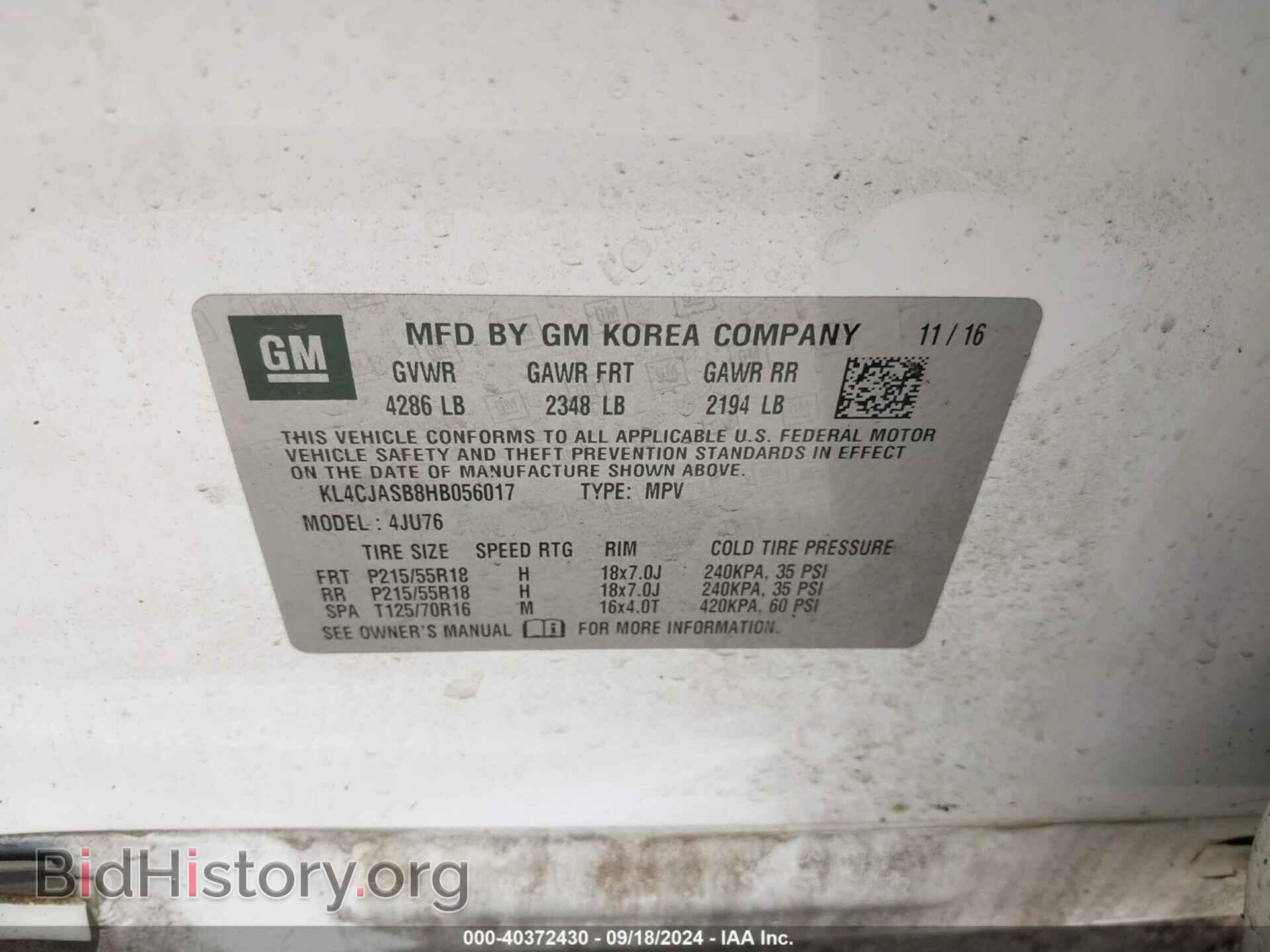 2017 BUICK ENCORE - VIN: KL4CJASB8HB056017 - Фото 9
