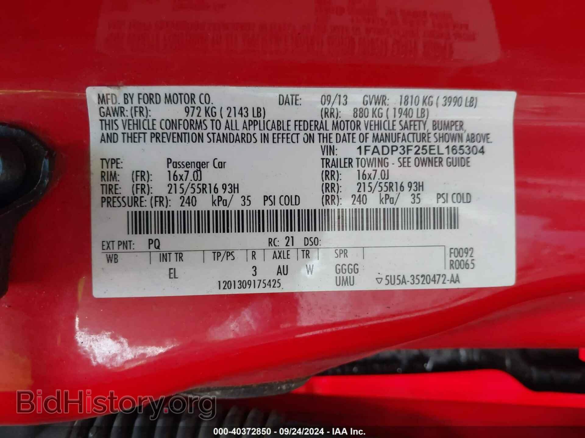 2014 FORD FOCUS - VIN: 1FADP3F25EL165304 - Фото 9