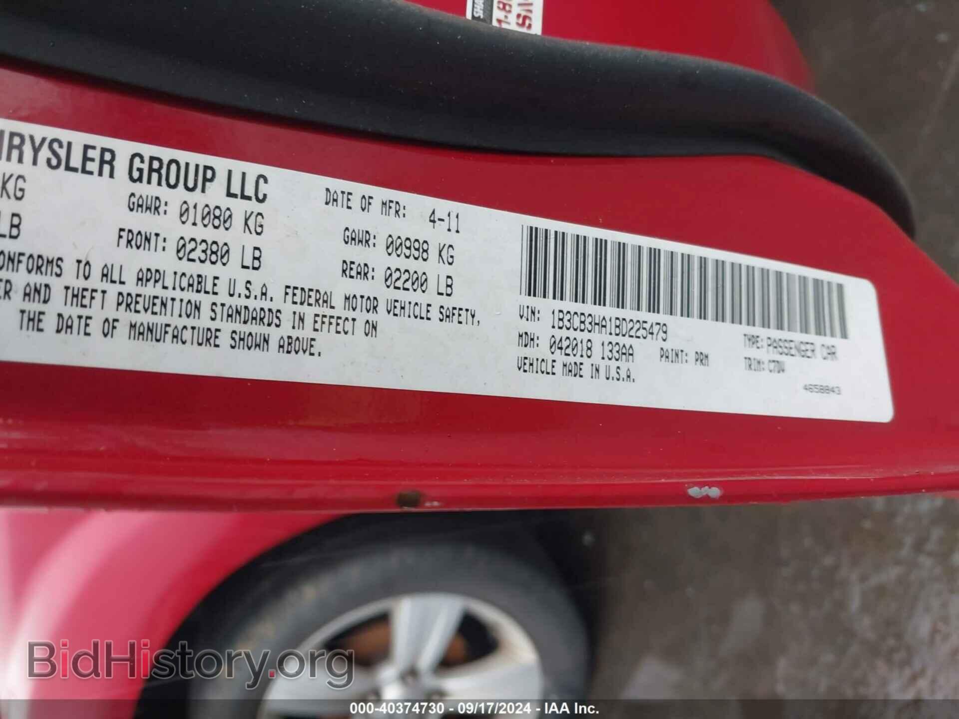 2011 DODGE CALIBER - VIN: 1B3CB3HA1BD225479 - Фото 9