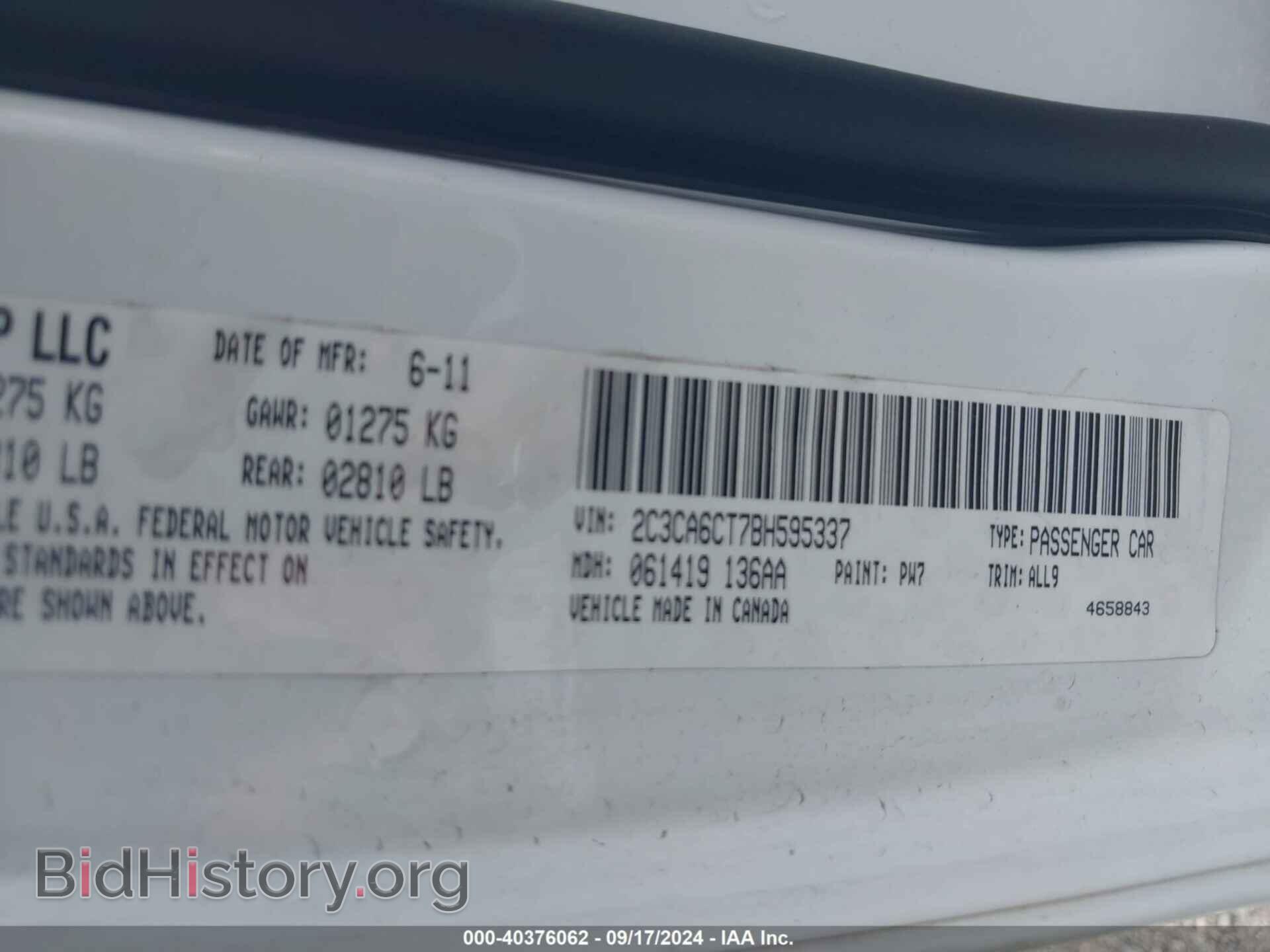 2011 CHRYSLER 300C - VIN: 2C3CA6CT7BH595337 - Фото 9