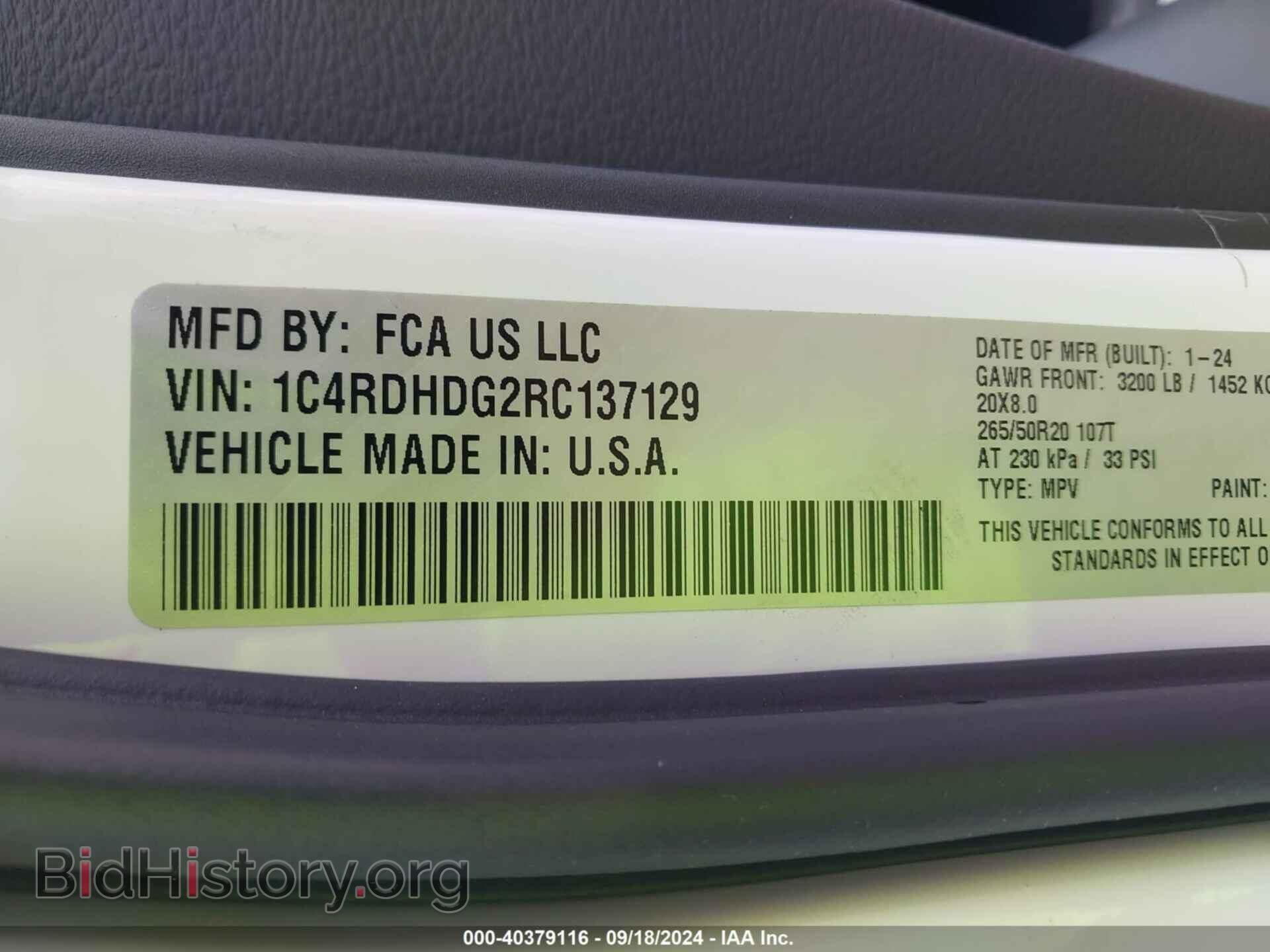 2024 DODGE DURANGO - VIN: 1C4RDHDG2RC137129 - Photo 9