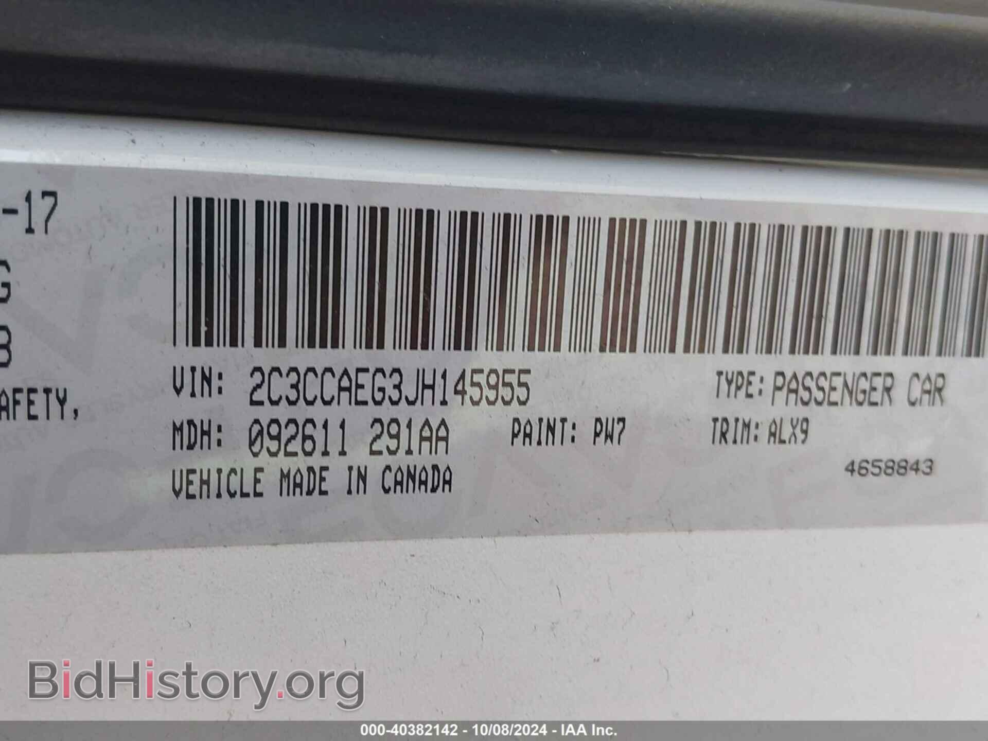 2018 CHRYSLER 300 - VIN: 2C3CCAEG3JH145955 - Фото 9