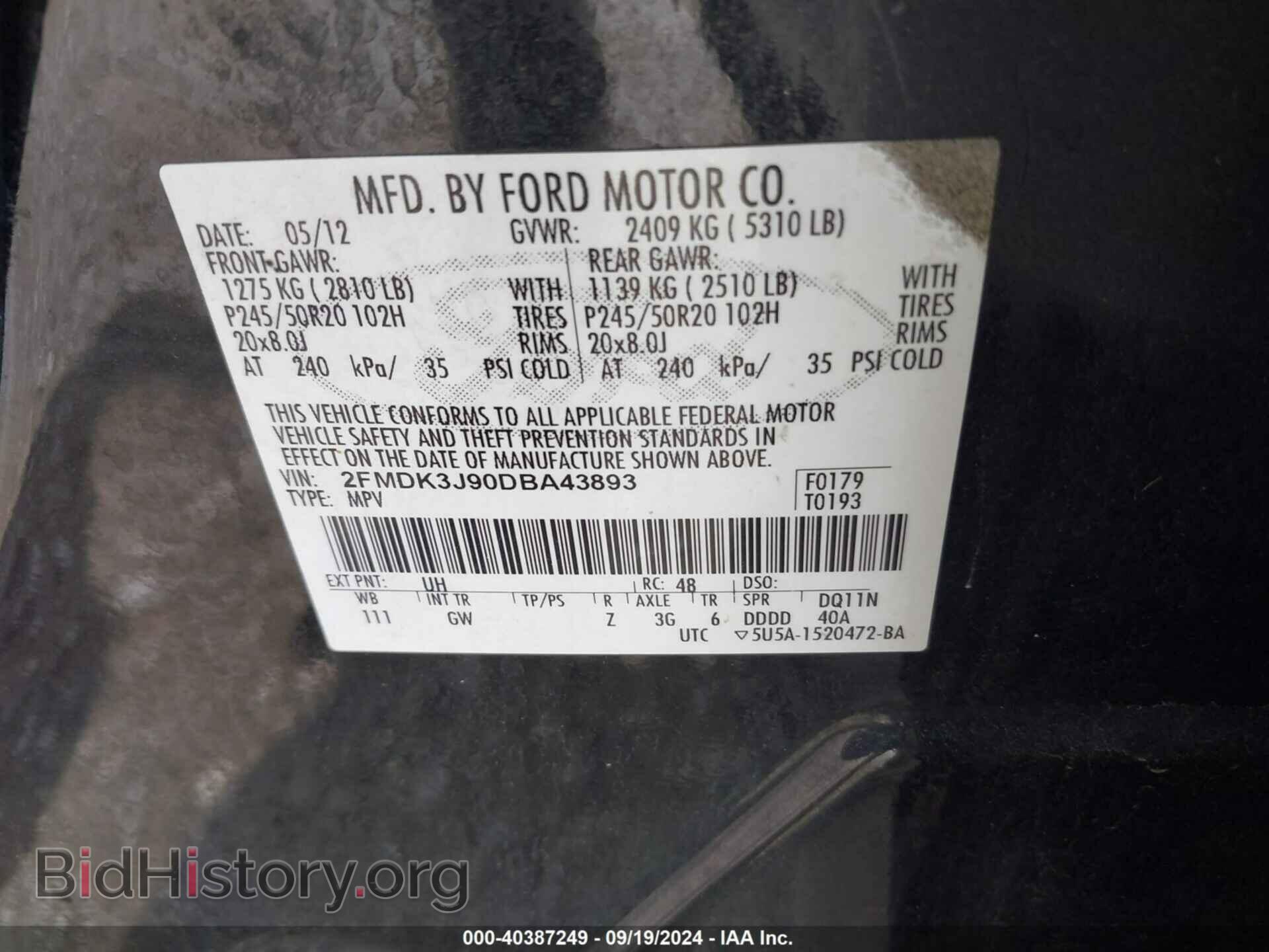 2013 FORD EDGE - VIN: 2FMDK3J90DBA43893 - Photo 9
