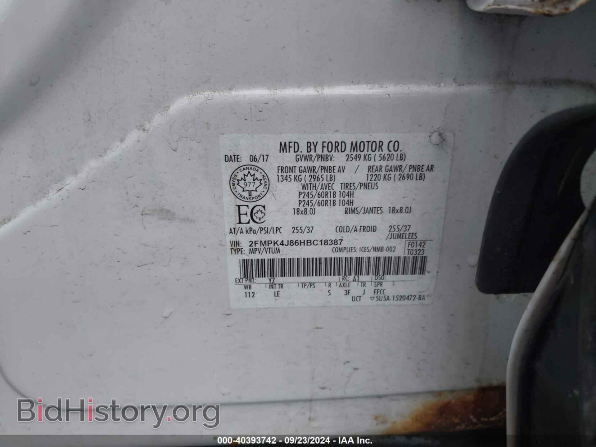 2017 FORD EDGE - VIN: 2FMPK4J86HBC18387 - Photo 9