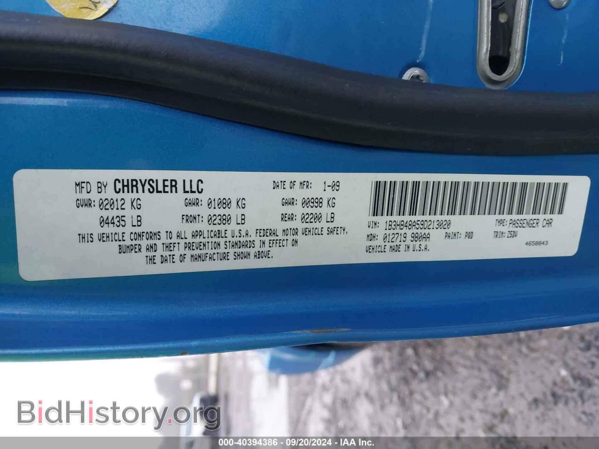 2009 DODGE CALIBER - VIN: 1B3HB48A59D213020 - Photo 9