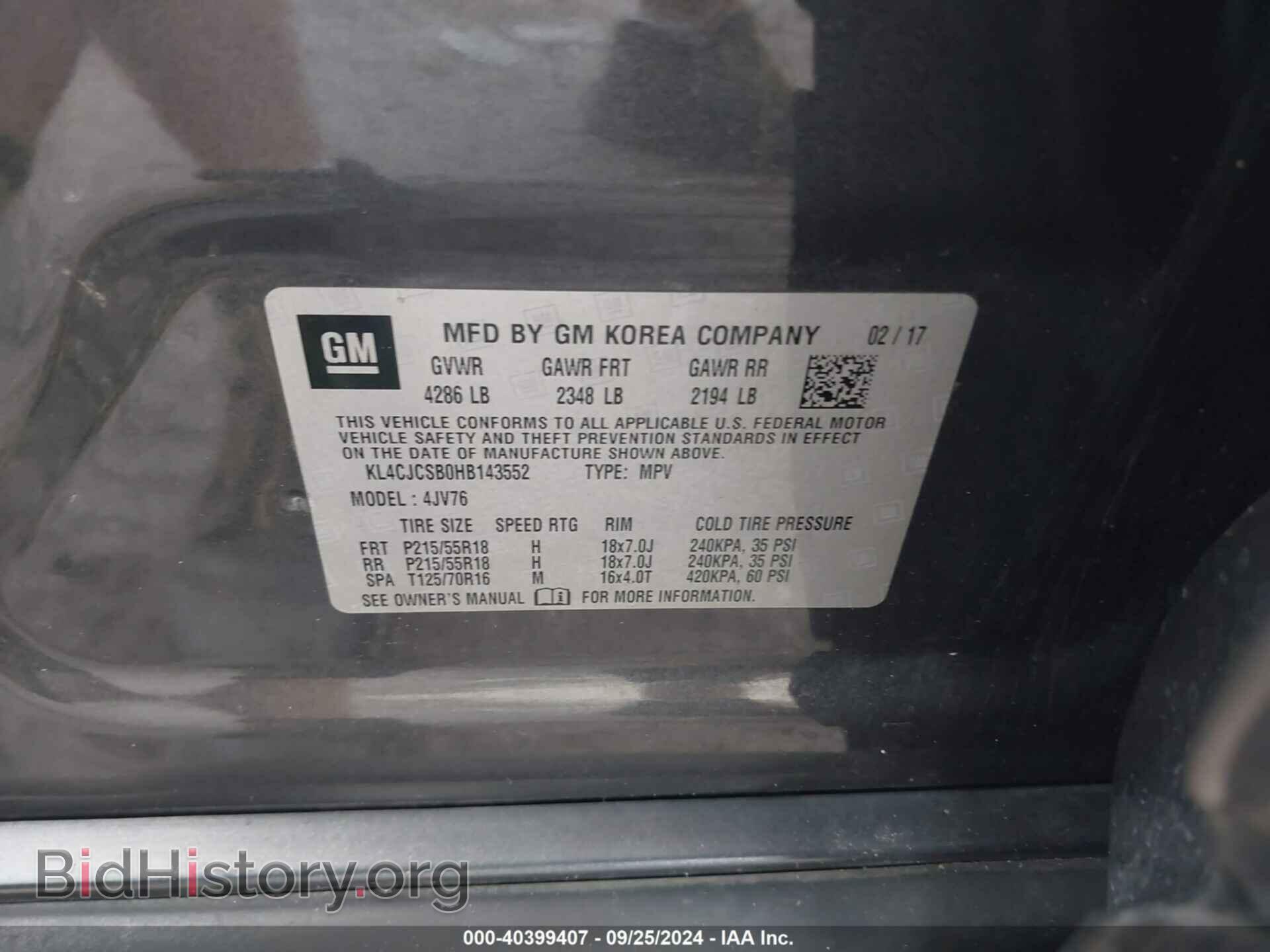 2017 BUICK ENCORE - VIN: KL4CJCSB0HB143552 - Photo 9
