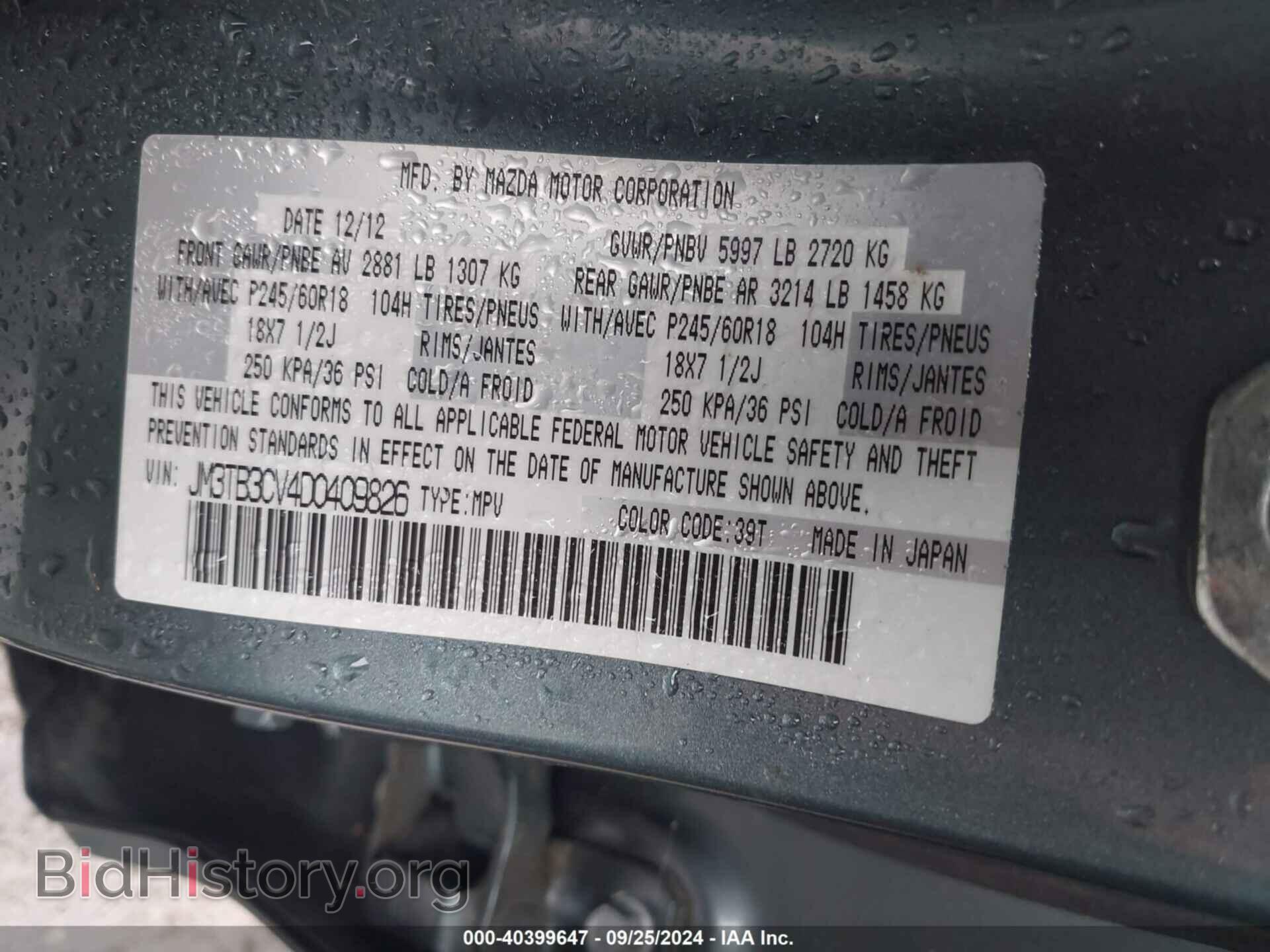 2013 MAZDA CX-9 - VIN: JM3TB3CV4D0409826 - Фото 9