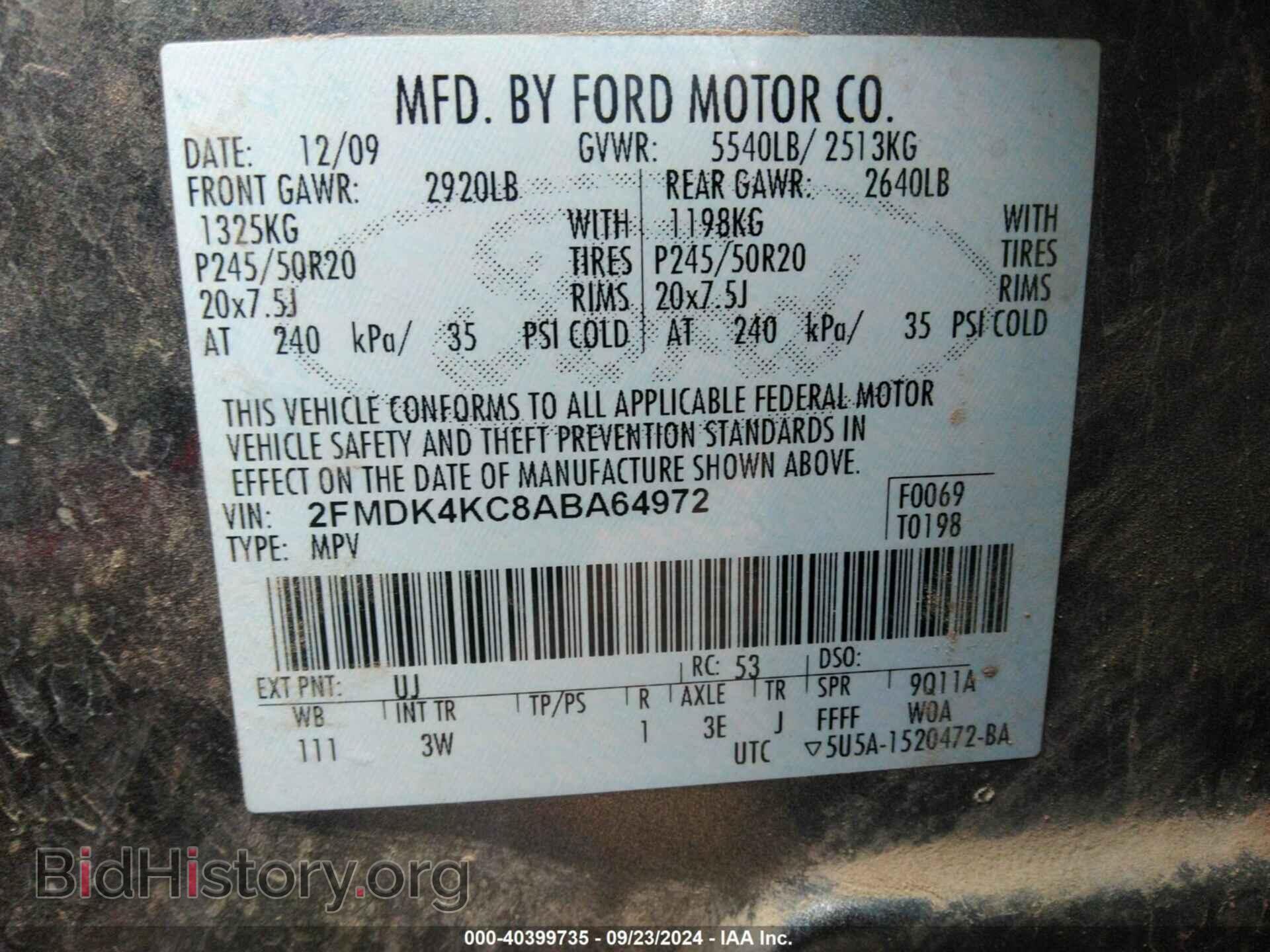 2010 FORD EDGE - VIN: 2FMDK4KC8ABA64972 - Photo 9