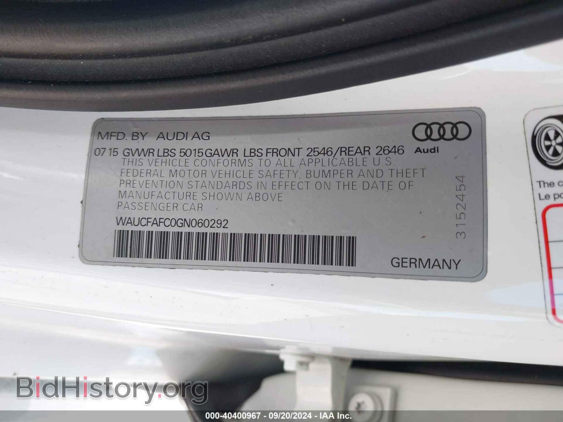2016 AUDI A6 - VIN: WAUCFAFC0GN060292 - Фото 9