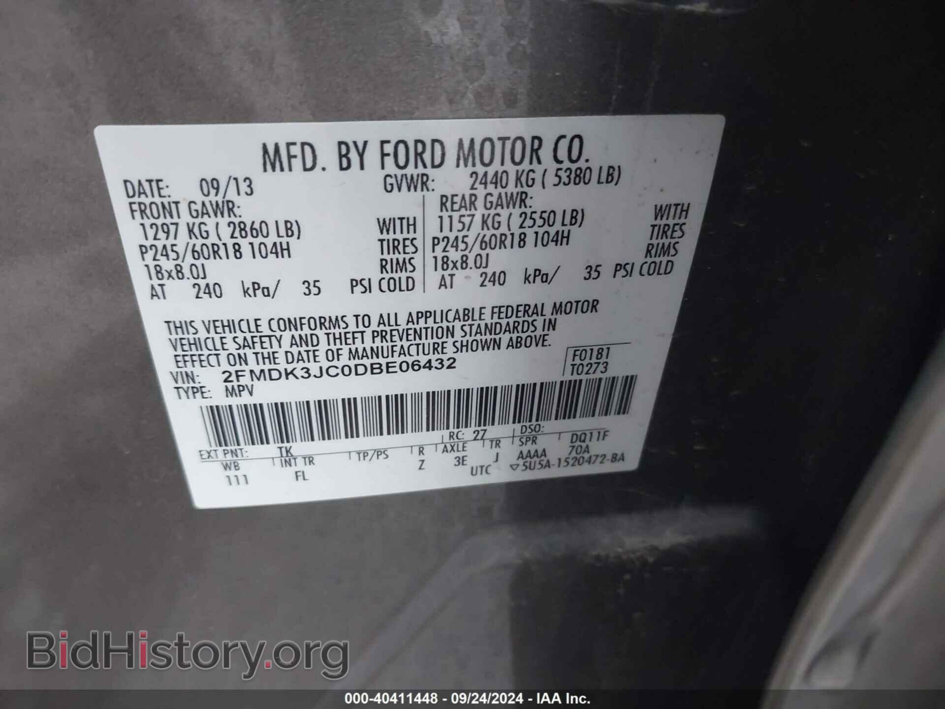 2013 FORD EDGE - VIN: 2FMDK3JC0DBE06432 - Photo 9