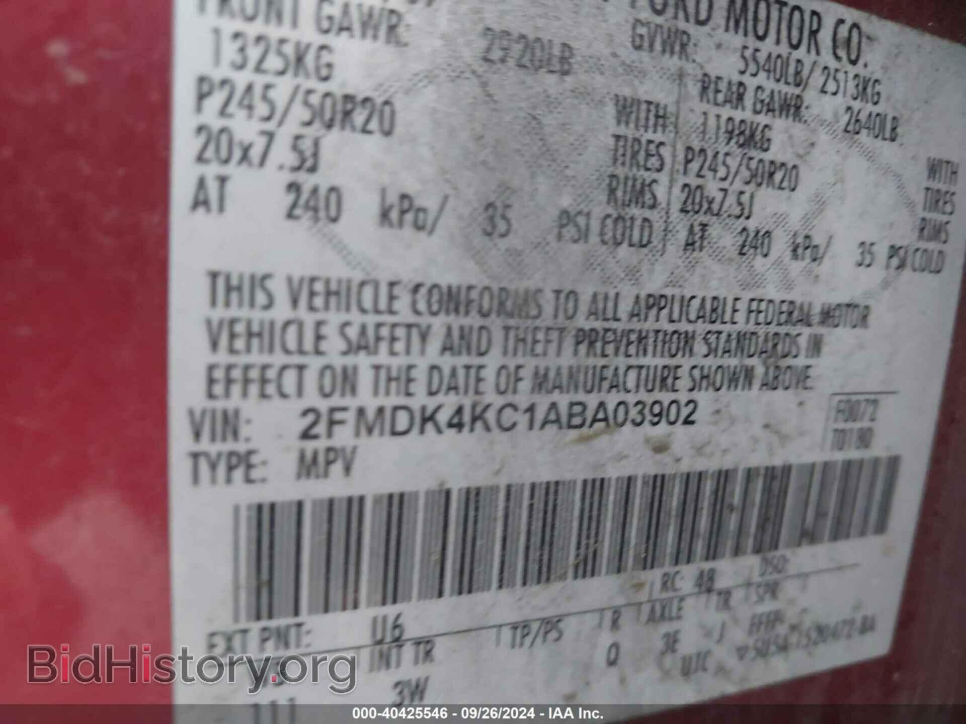 2010 FORD EDGE - VIN: 2FMDK4KC1ABA03902 - Photo 9