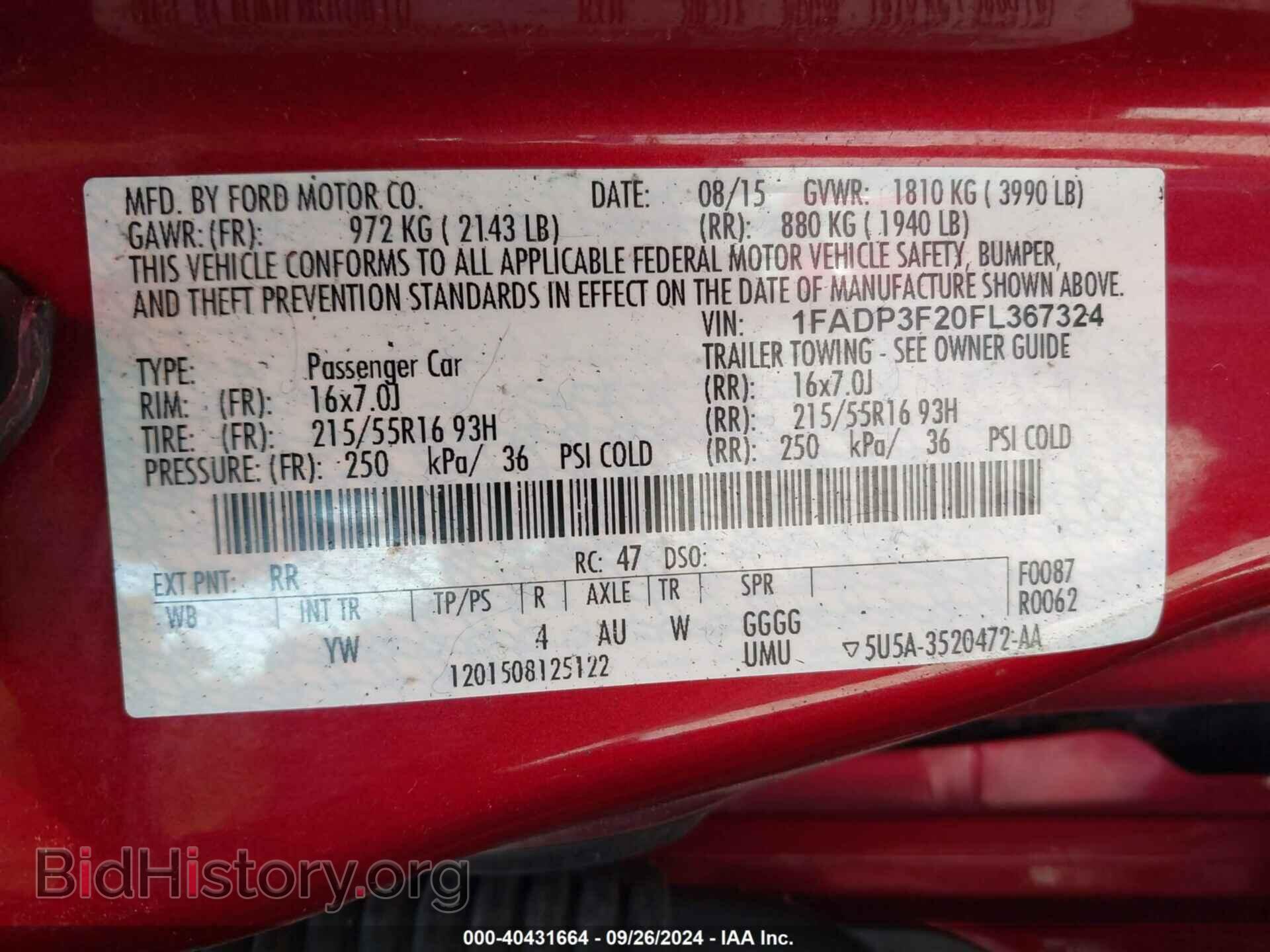 2015 FORD FOCUS - VIN: 1FADP3F20FL367324 - Фото 9