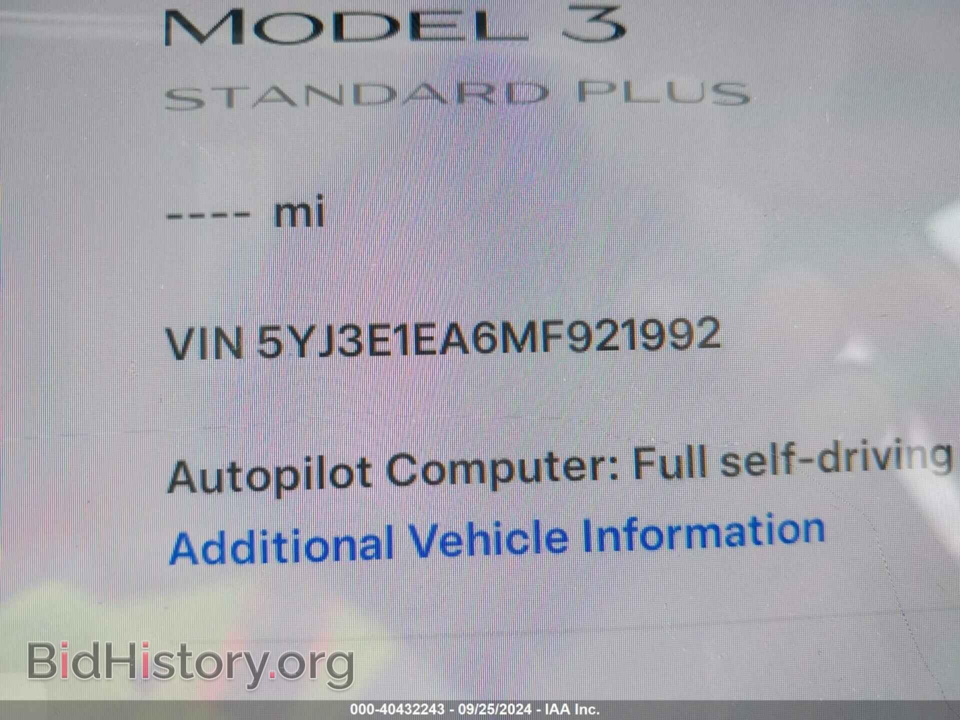 2021 TESLA MODEL 3 - VIN: 5YJ3E1EA6MF921992 - Фото 9