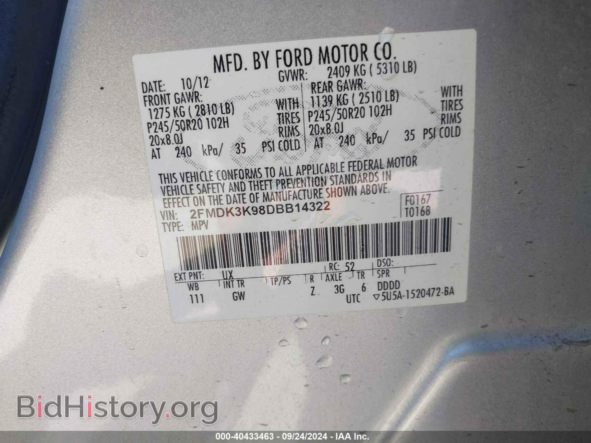 2013 FORD EDGE - VIN: 2FMDK3K98DBB14322 - Photo 9