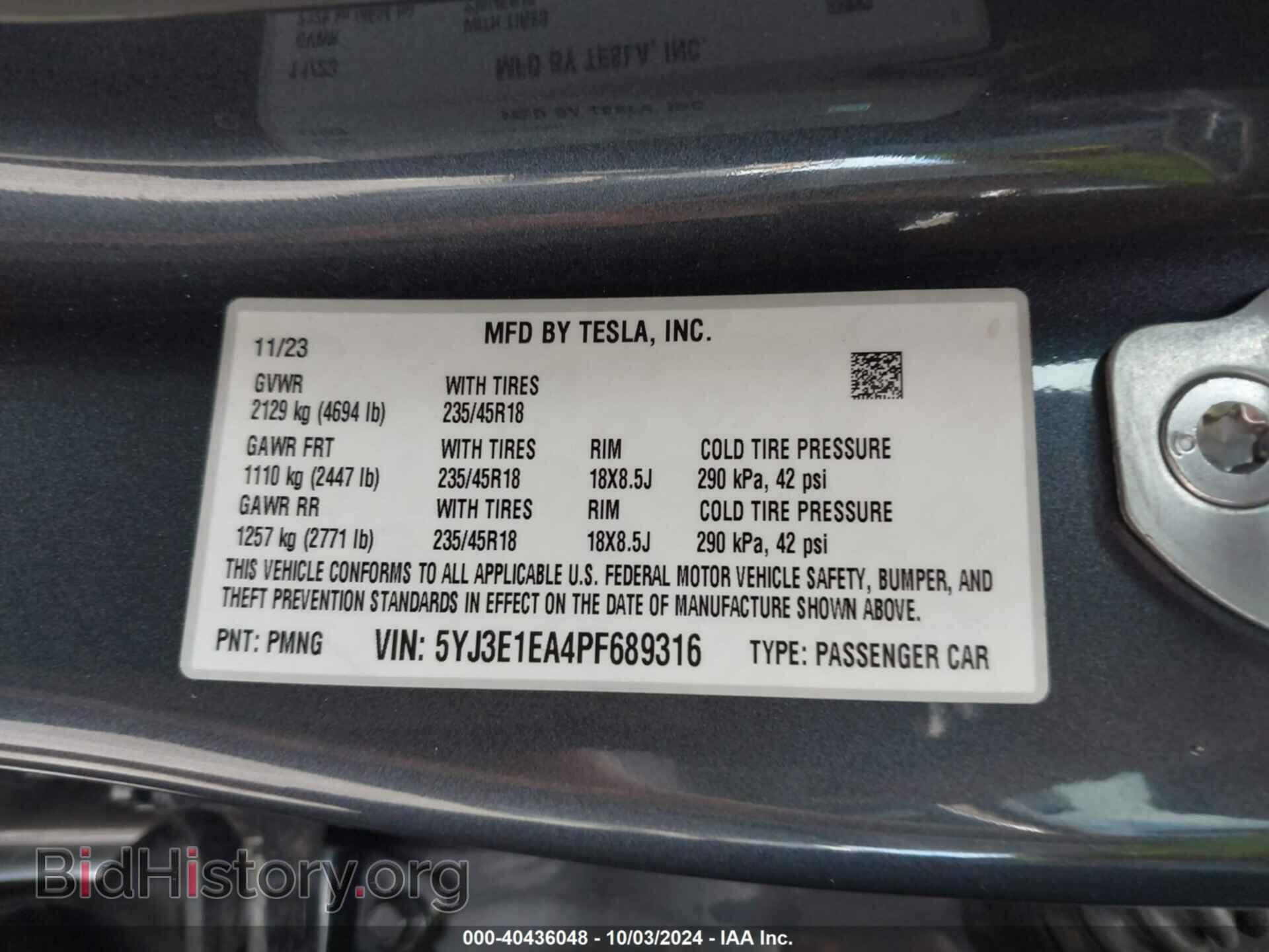 2023 TESLA MODEL 3 - VIN: 5YJ3E1EA4PF689316 - Фото 9