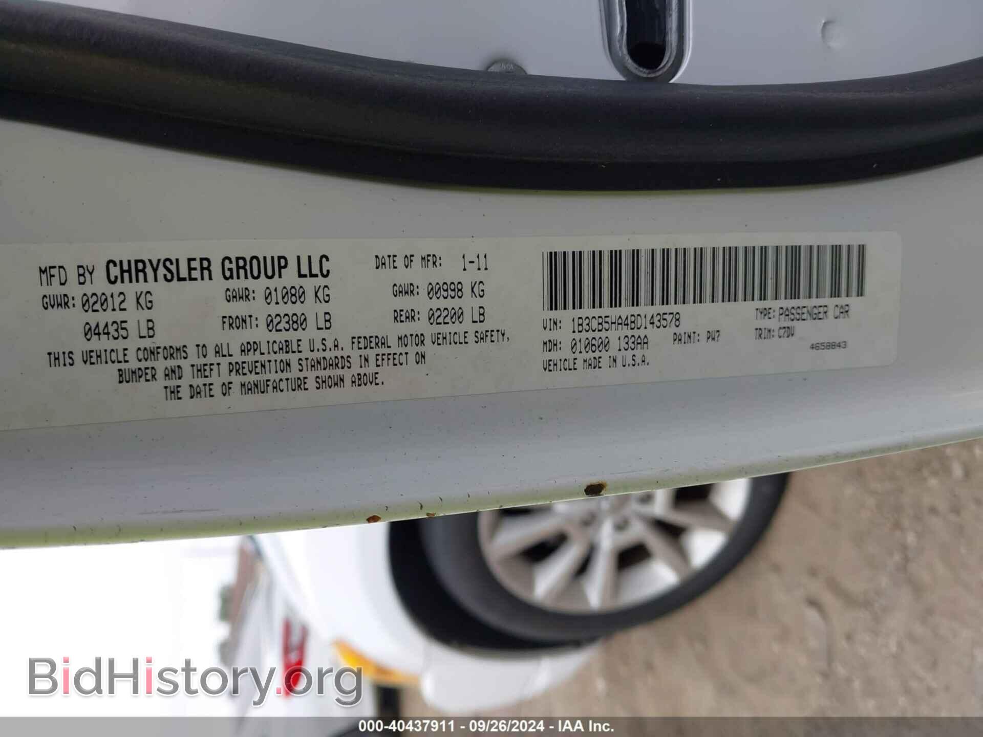 2011 DODGE CALIBER - VIN: 1B3CB5HA4BD143578 - Фото 9