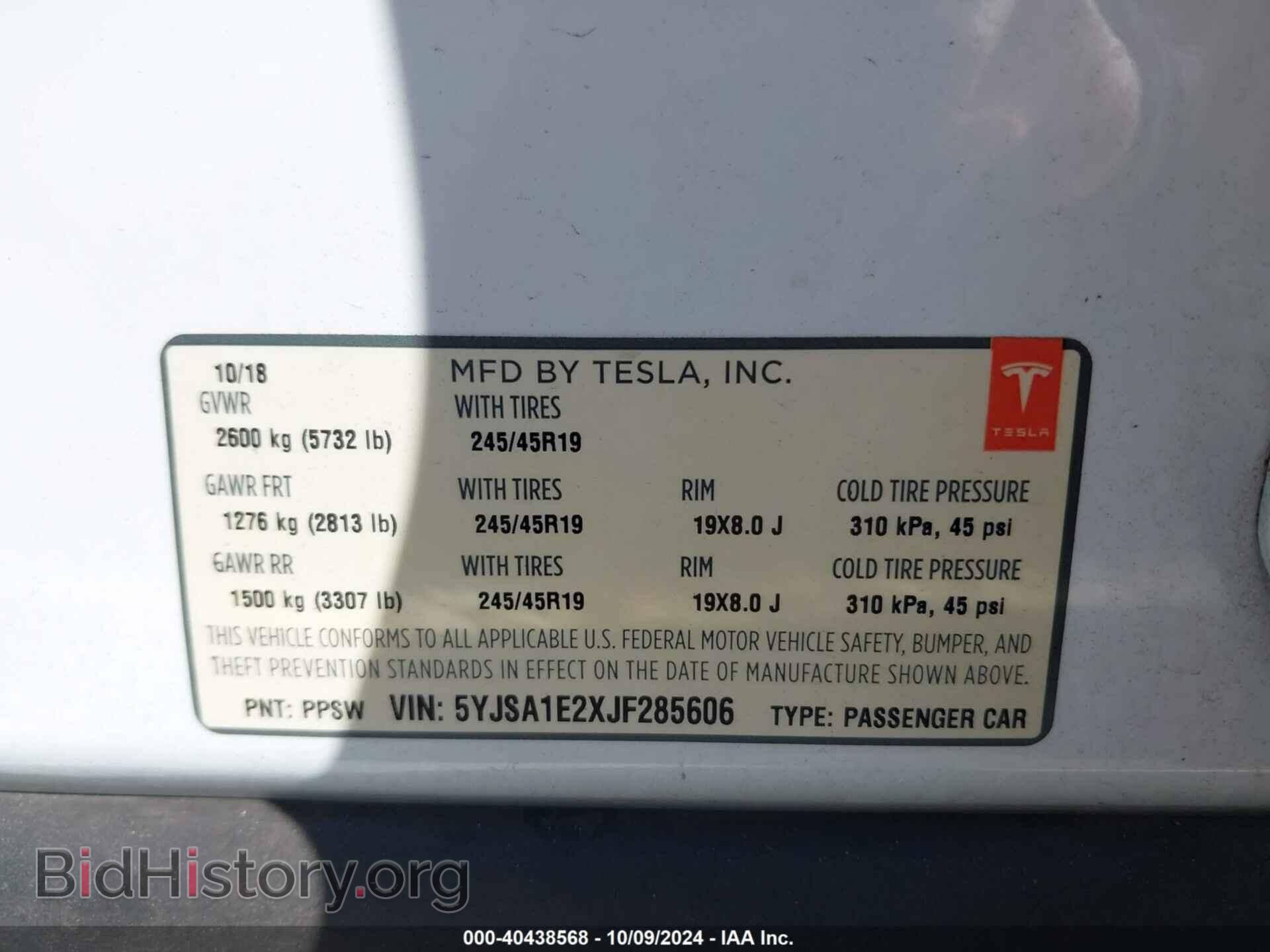 2018 TESLA MODEL S - VIN: 5YJSA1E2XJF285606 - Photo 9