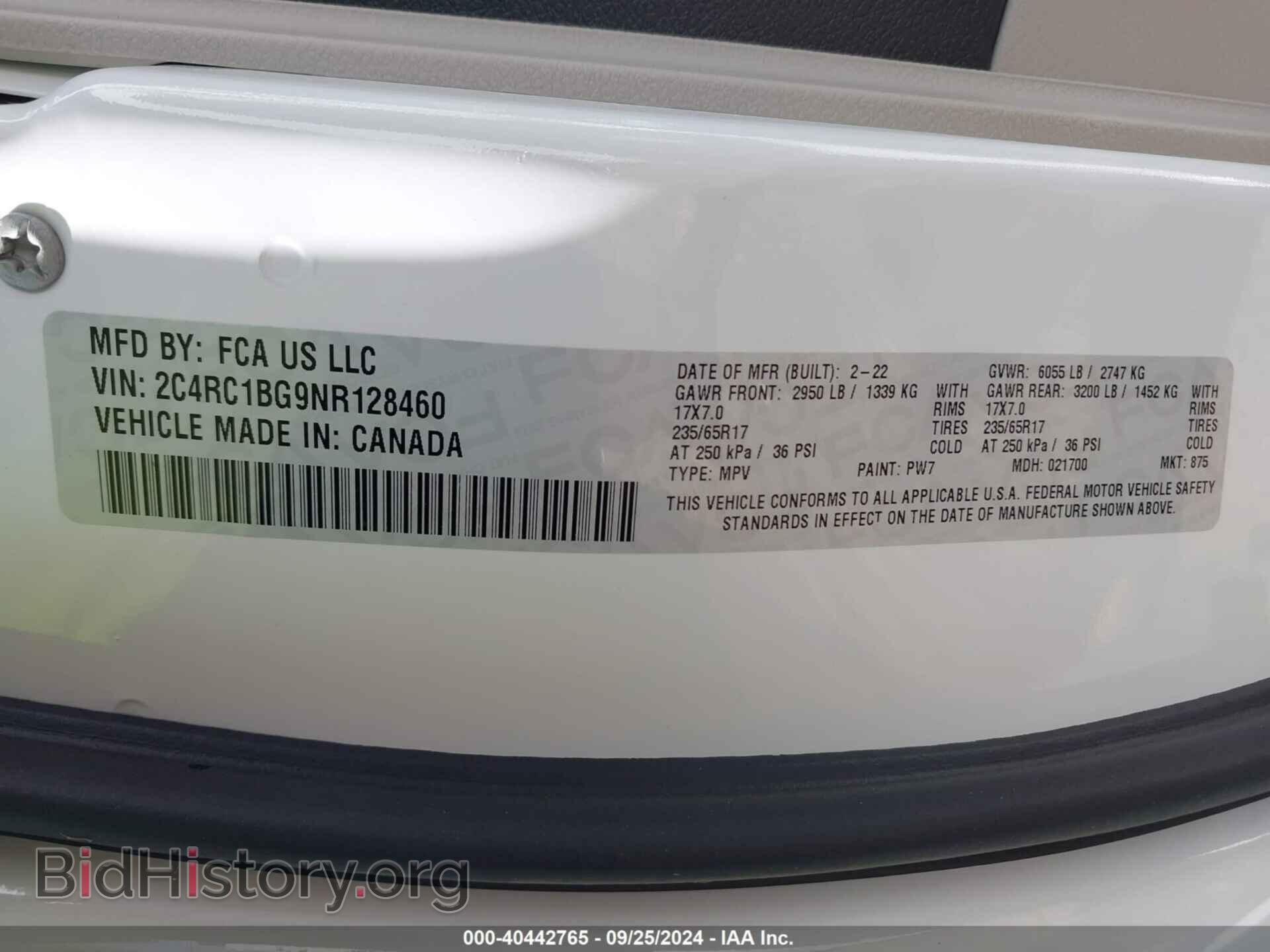 2022 CHRYSLER PACIFICA - VIN: 2C4RC1BG9NR128460 - Фото 4