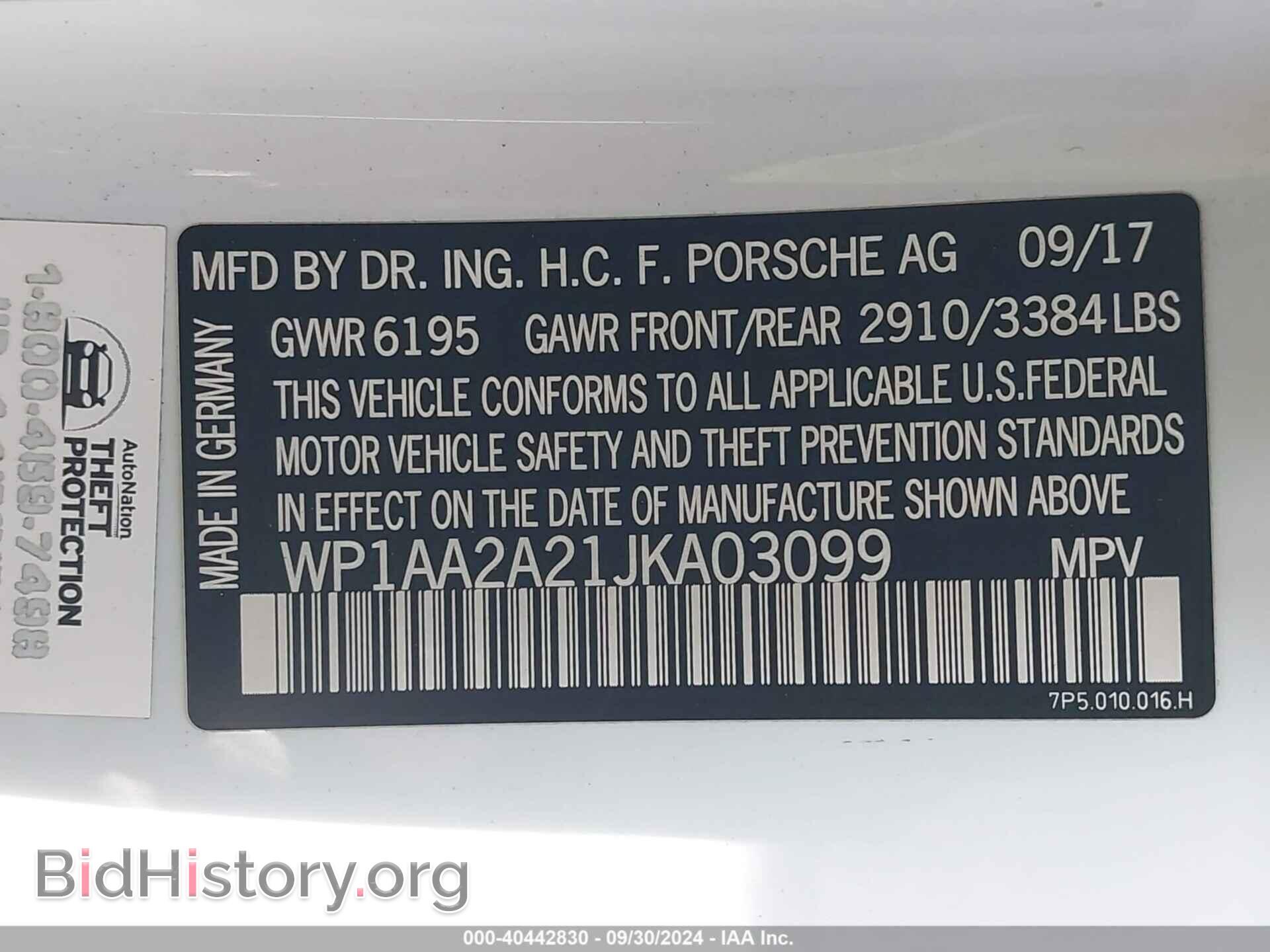 2018 PORSCHE CAYENNE - VIN: WP1AA2A21JKA03099 - Фото 9