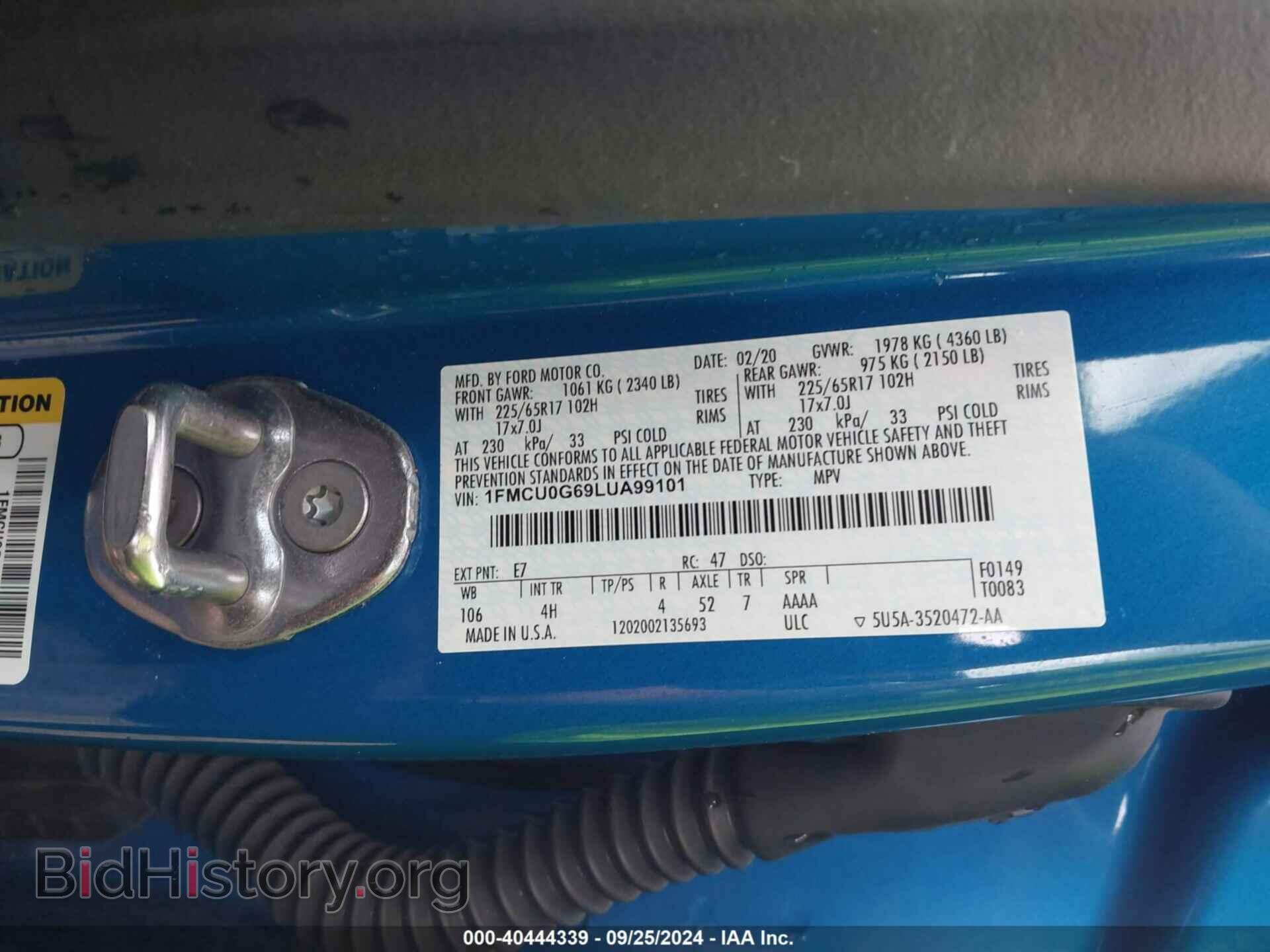 2020 FORD ESCAPE - VIN: 1FMCU0G69LUA99101 - Photo 9