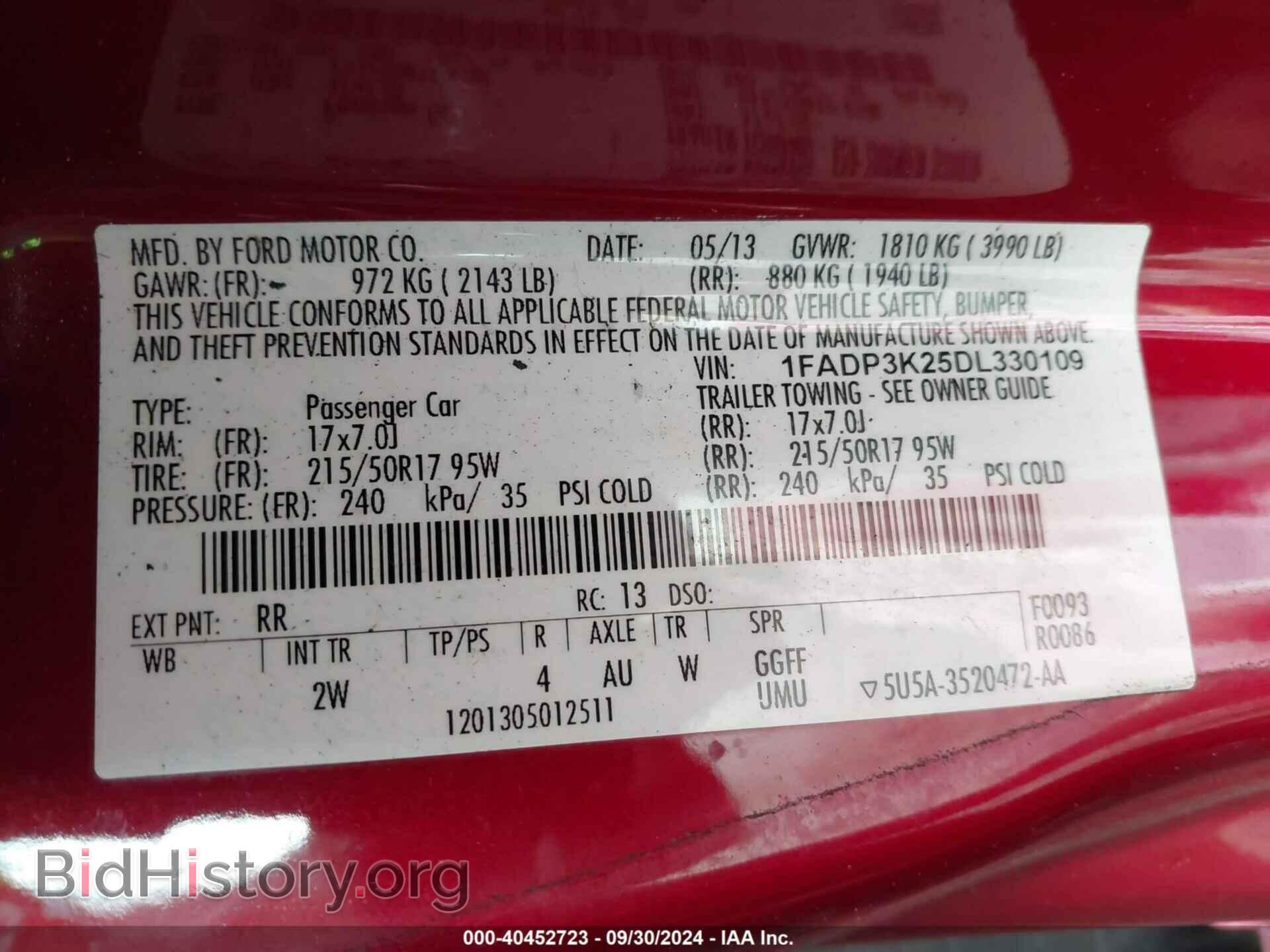 2013 FORD FOCUS - VIN: 1FADP3K25DL330109 - Photo 9
