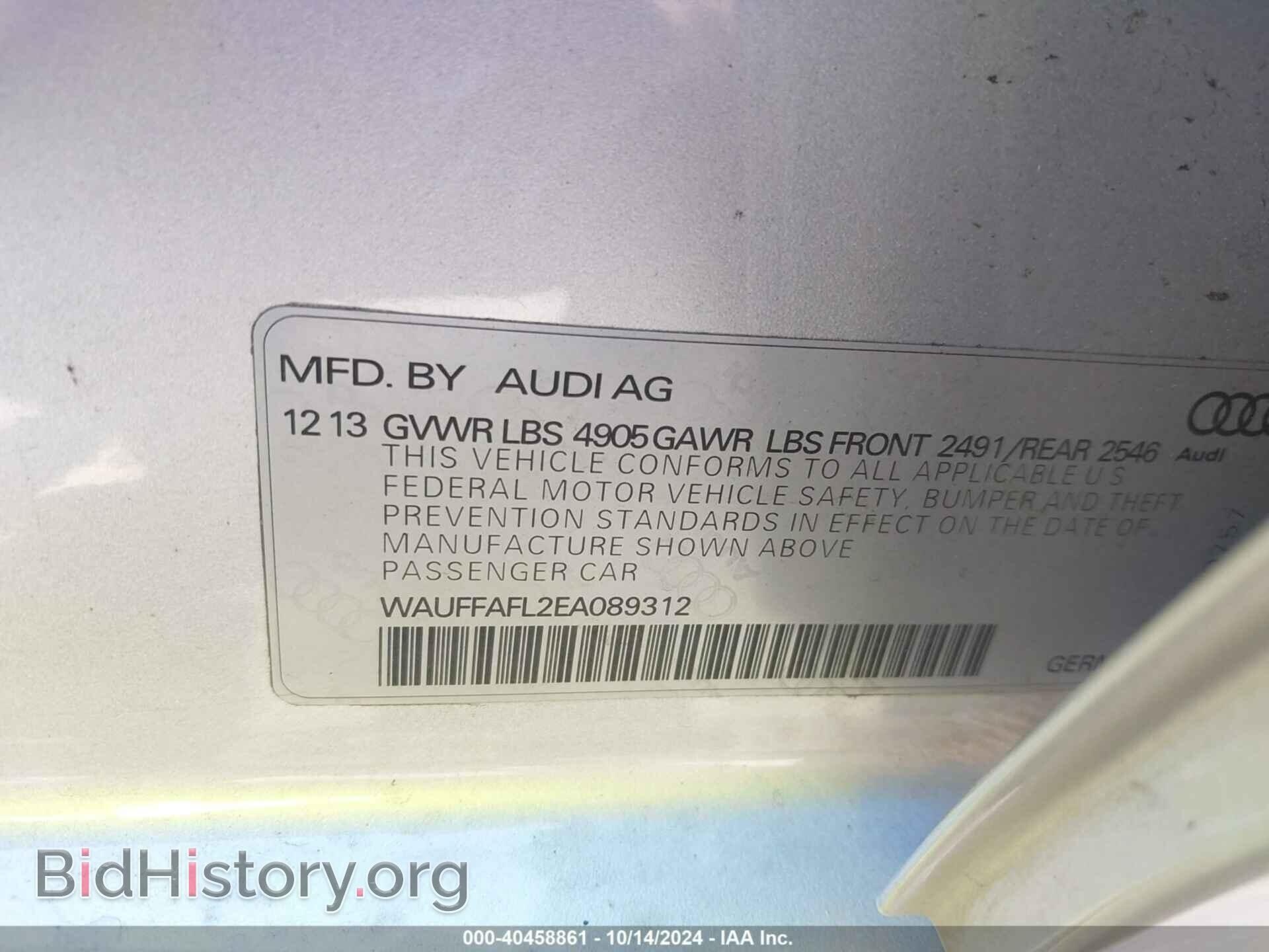 2014 AUDI A4 - VIN: WAUFFAFL2EA089312 - Фото 9