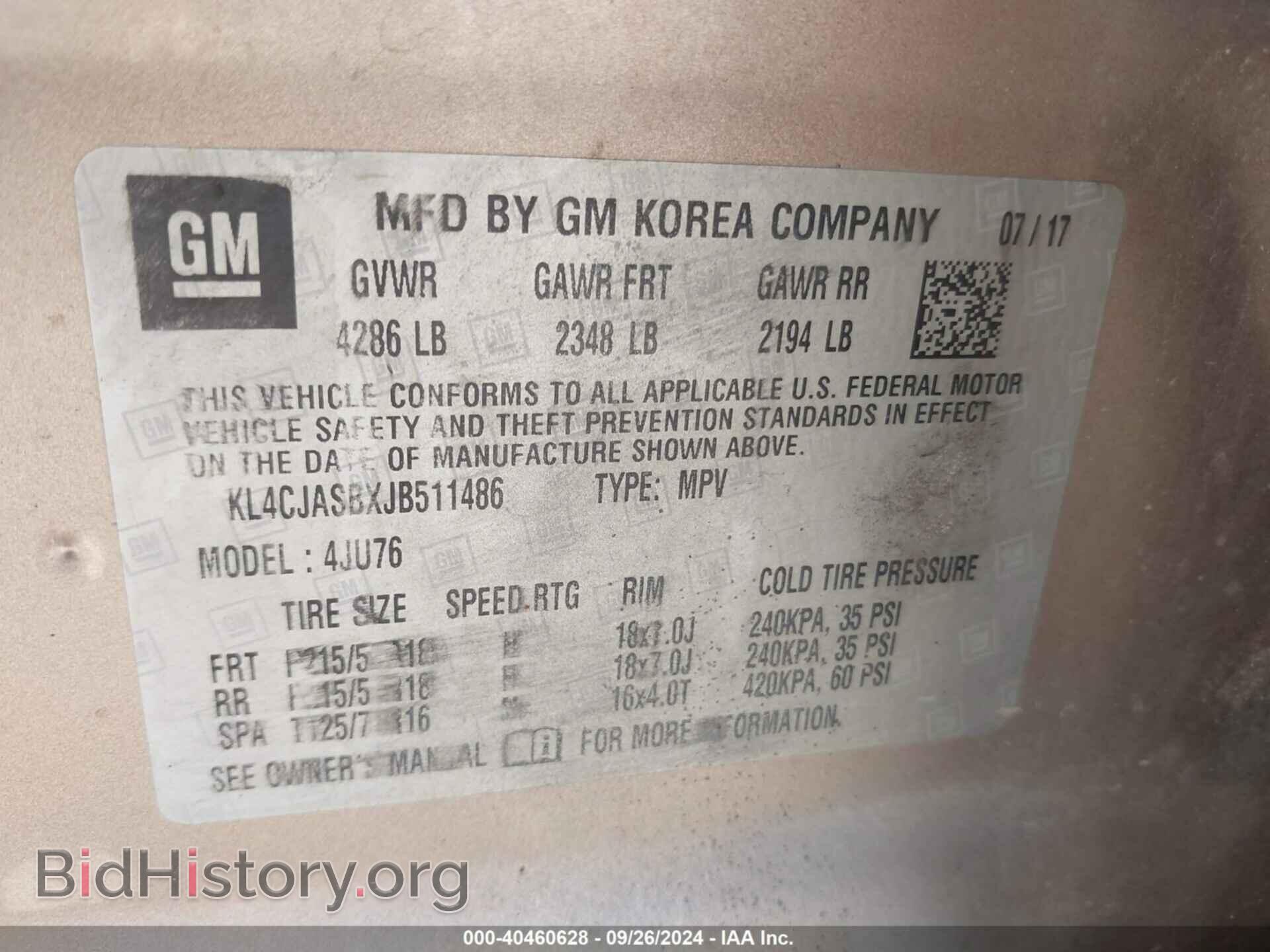 2018 BUICK ENCORE - VIN: KL4CJASBXJB511486 - Фото 9