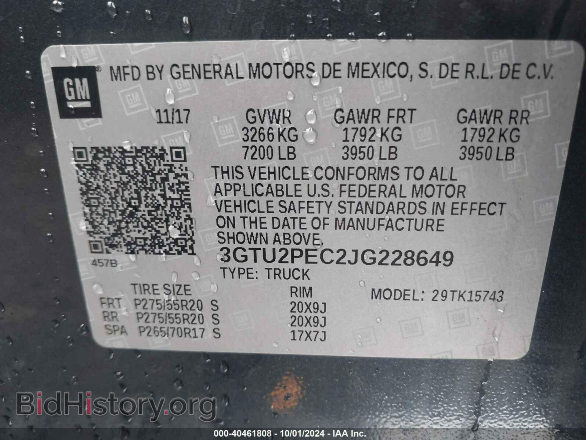 2018 GMC SIERRA 1500 - VIN: 3GTU2PEC2JG228649 - Фото 9