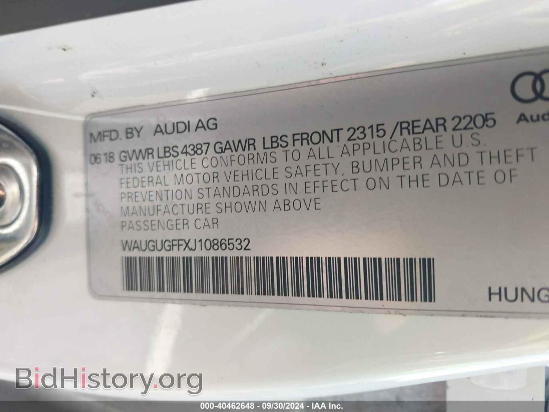 2018 AUDI A3 - VIN: WAUGUGFFXJ1086532 - Фото 9