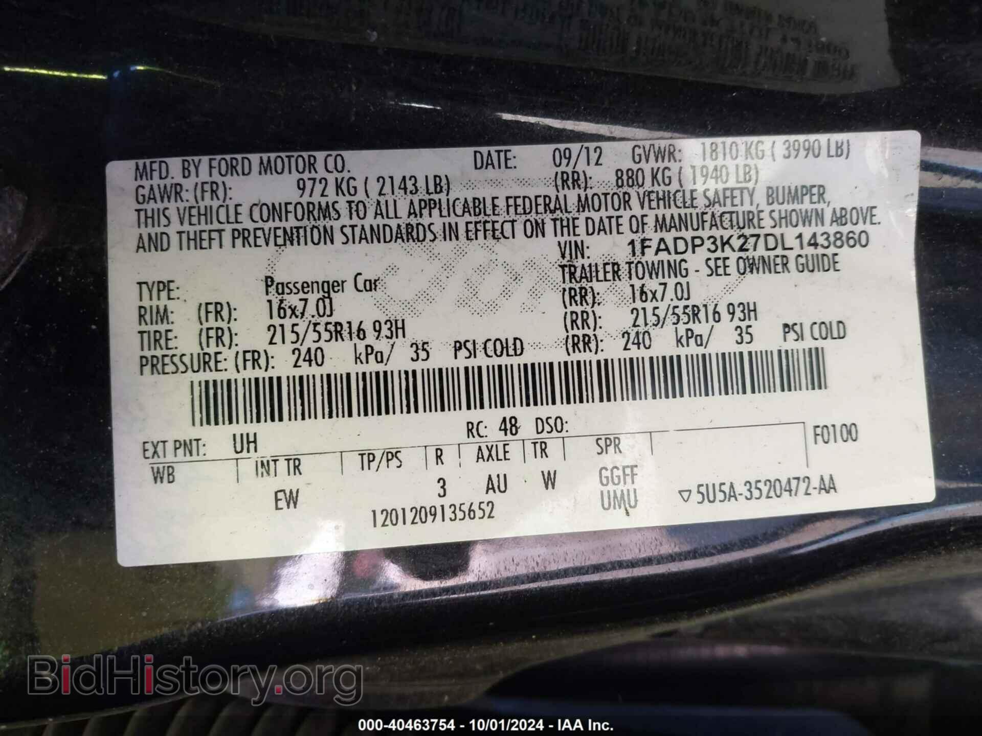2013 FORD FOCUS - VIN: 1FADP3K27DL143860 - Фото 9