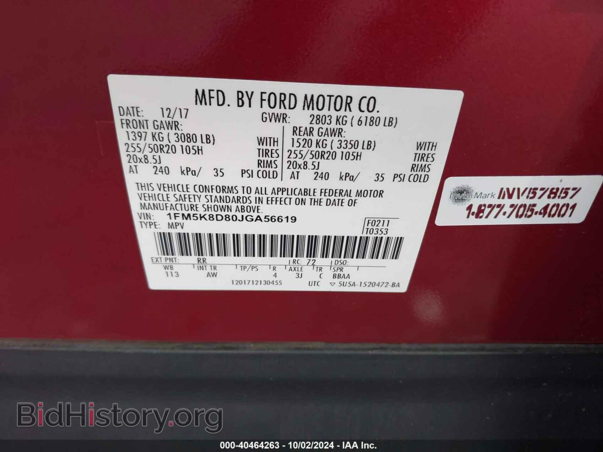 2018 FORD EXPLORER - VIN: 1FM5K8D80JGA56619 - Photo 9