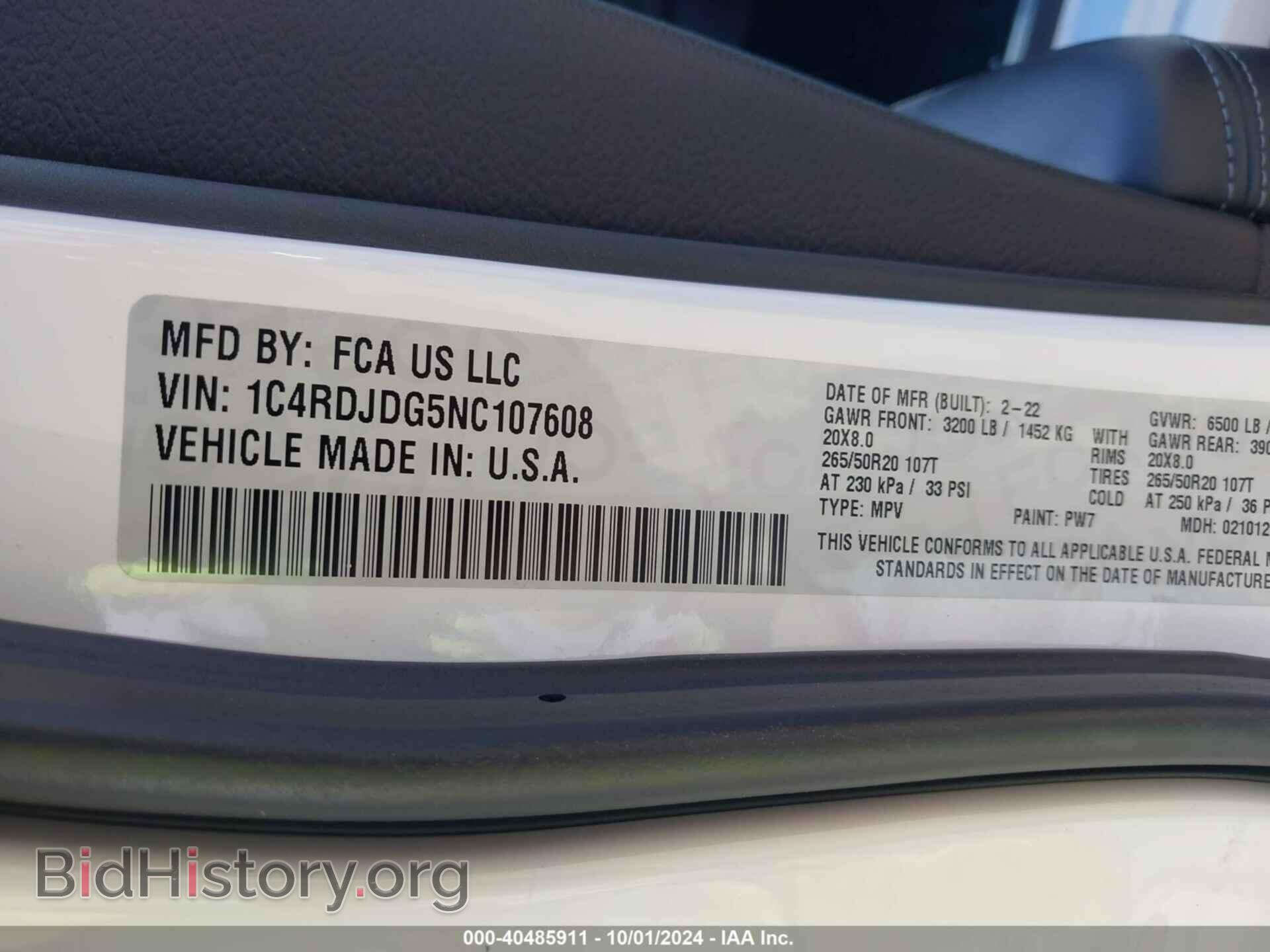 2022 DODGE DURANGO - VIN: 1C4RDJDG5NC107608 - Фото 9