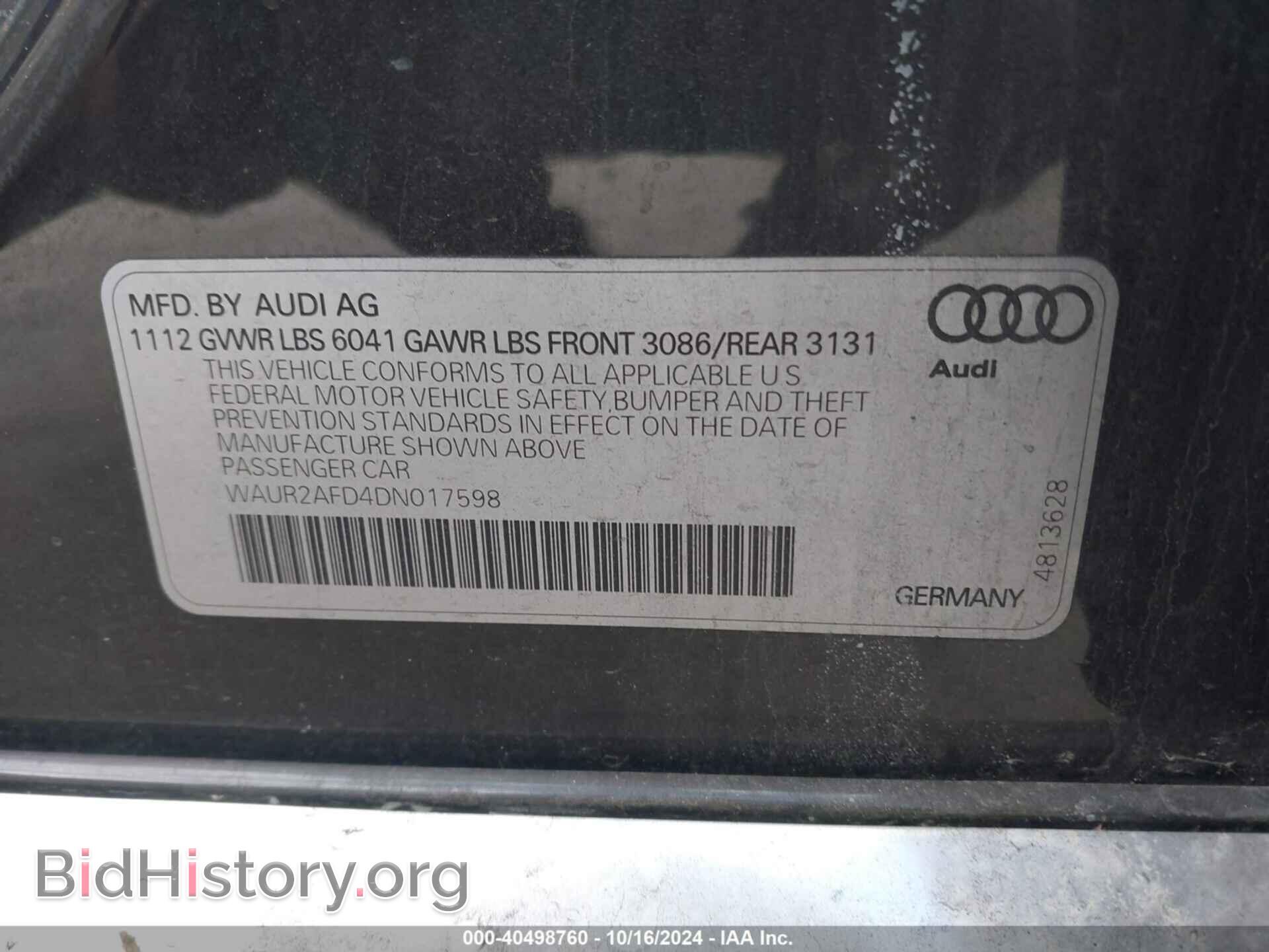 2013 AUDI A8 L - VIN: WAUR2AFD4DN017598 - Фото 9