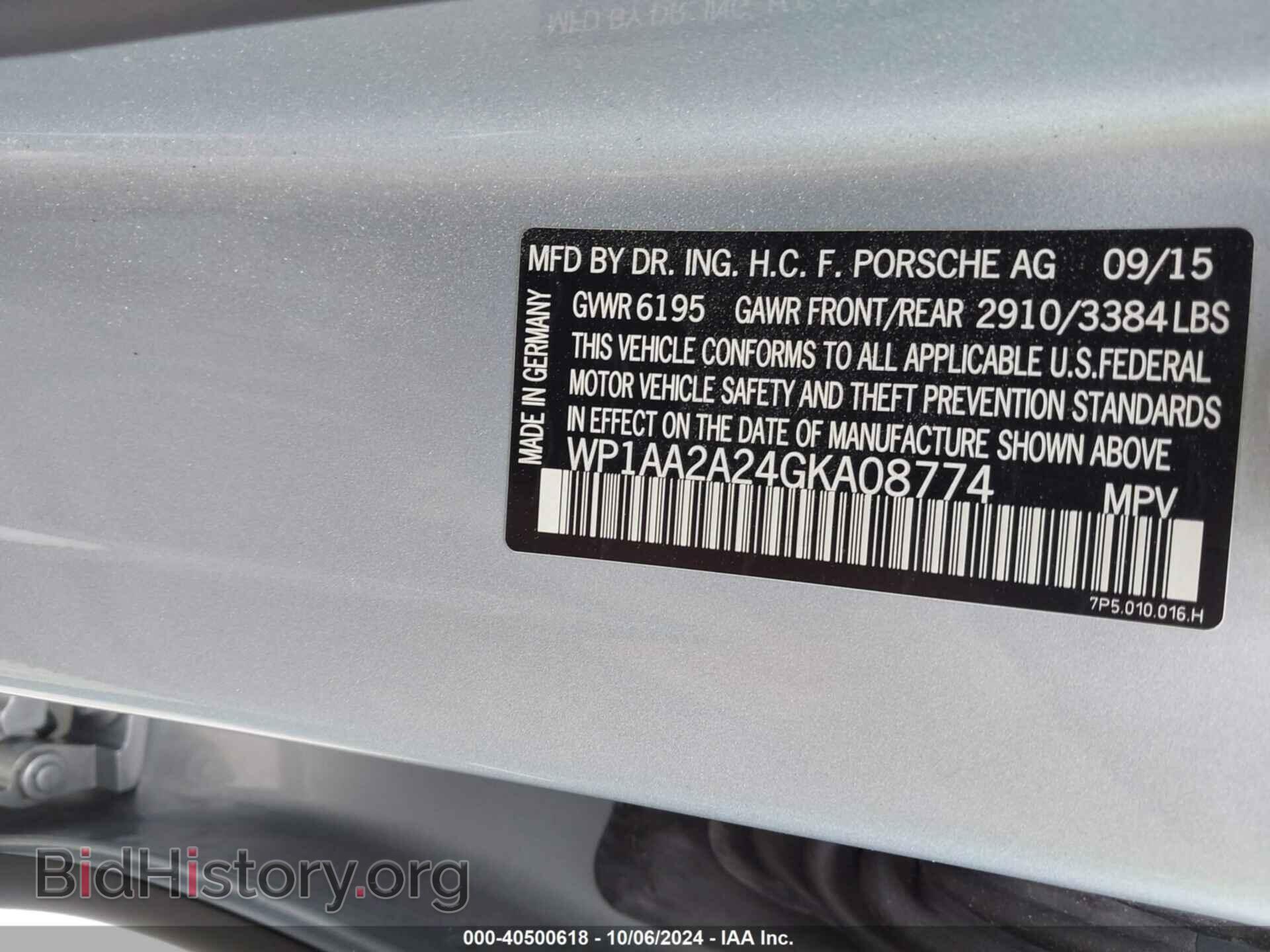 2016 PORSCHE CAYENNE - VIN: WP1AA2A24GKA08774 - Фото 9