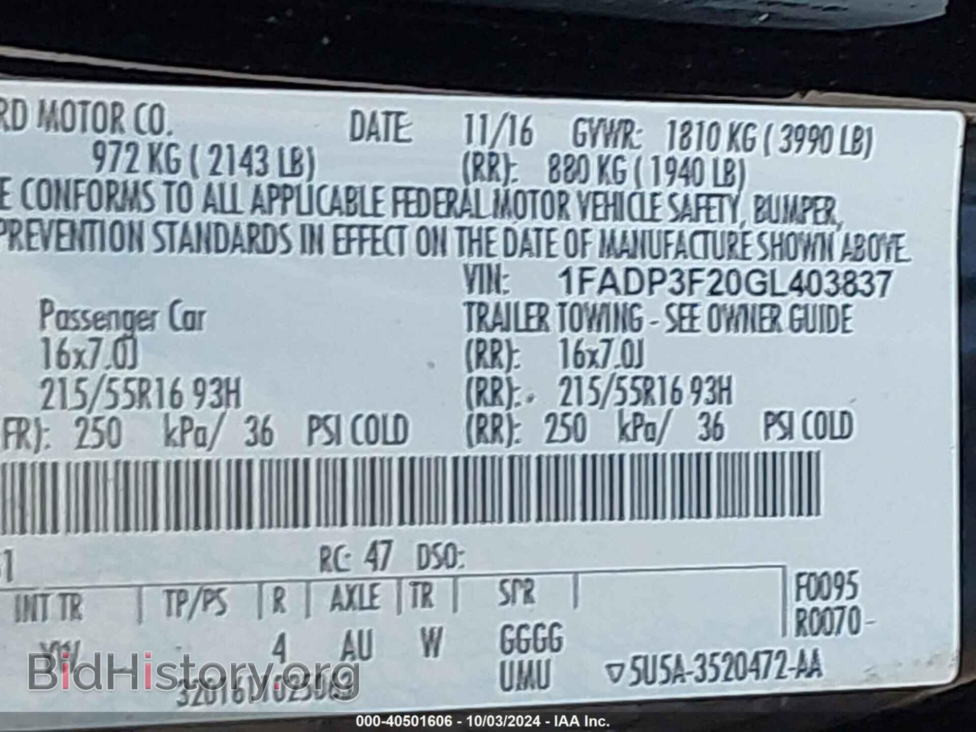 2016 FORD FOCUS - VIN: 1FADP3F20GL403837 - Photo 9