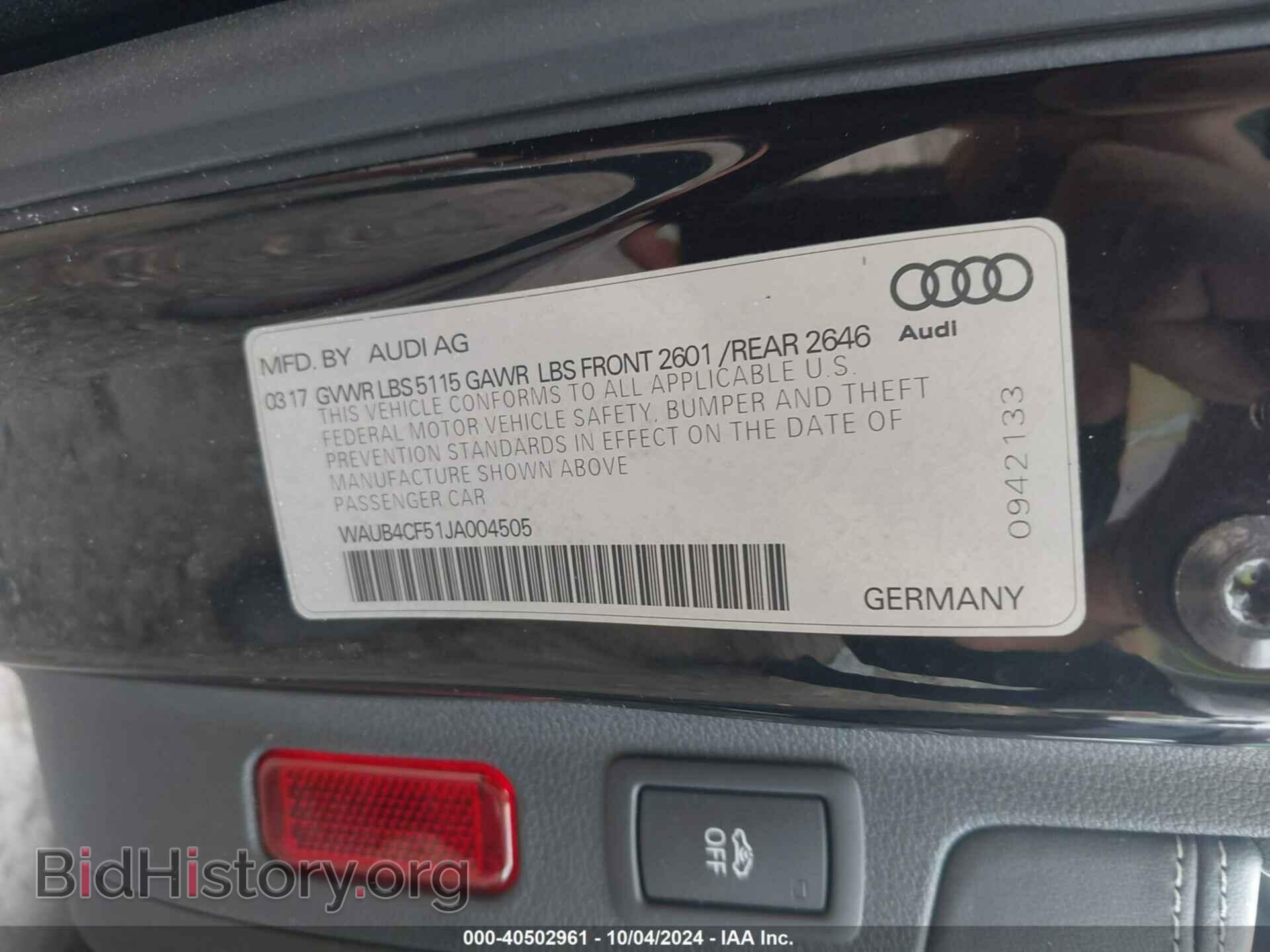 2018 AUDI S5 - VIN: WAUB4CF51JA004505 - Фото 9