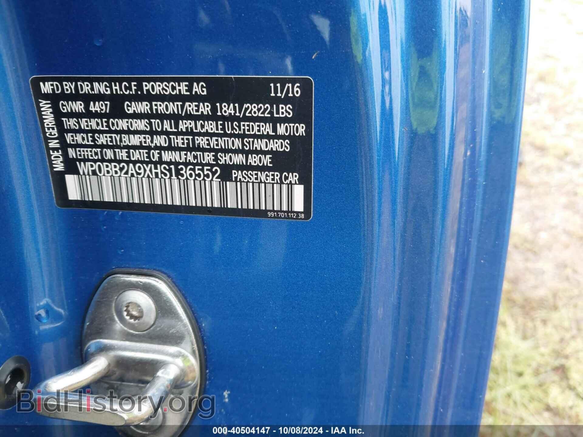 2017 PORSCHE 911 - VIN: WP0BB2A9XHS136552 - Фото 9