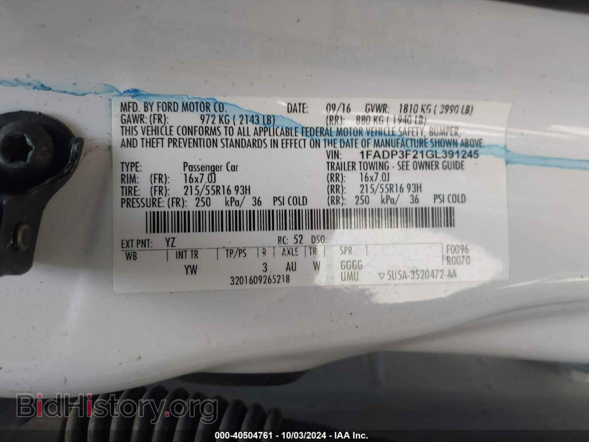 2016 FORD FOCUS - VIN: 1FADP3F21GL391245 - Фото 9